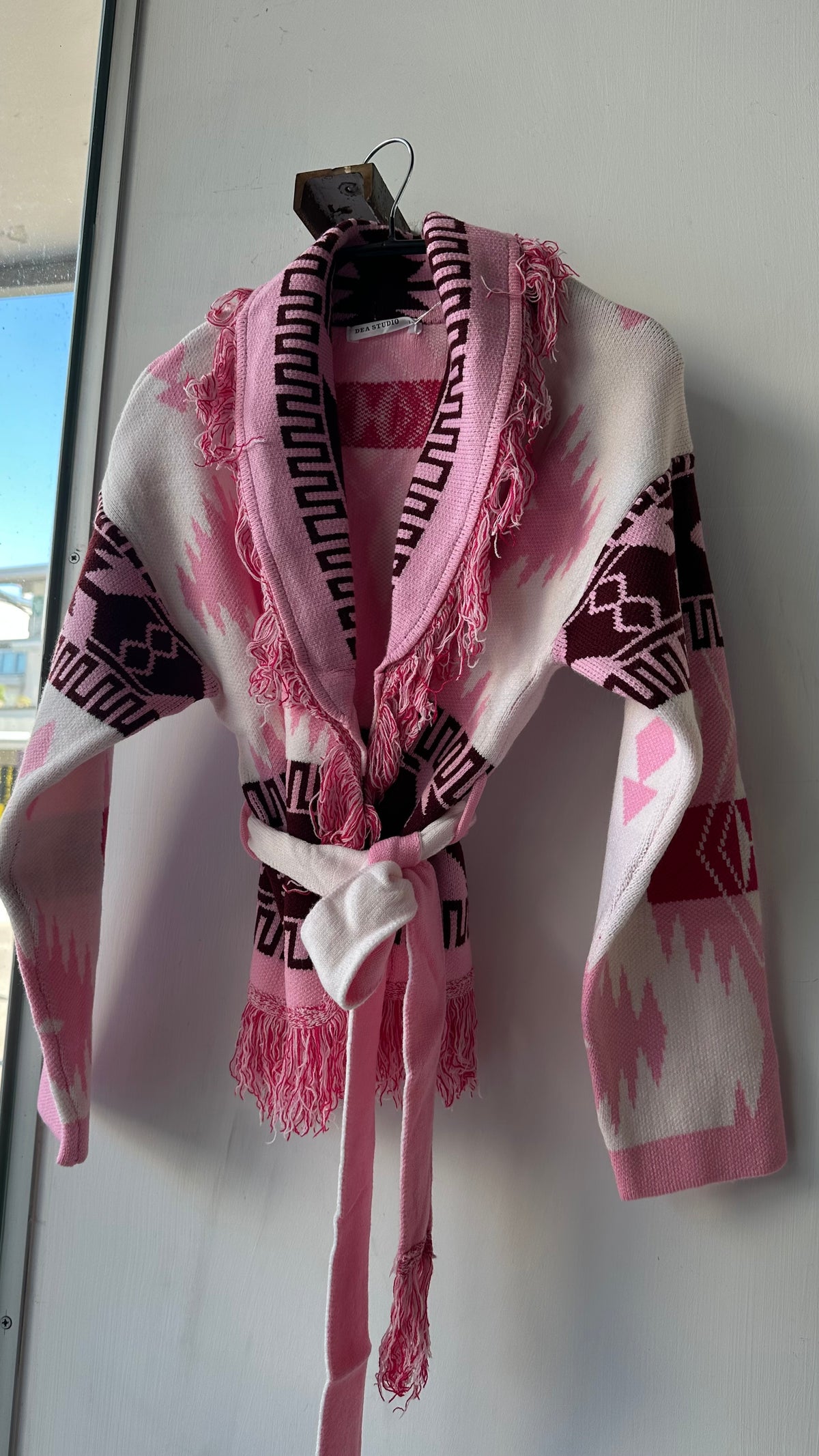 Cardigan Crop Azteco Rosa