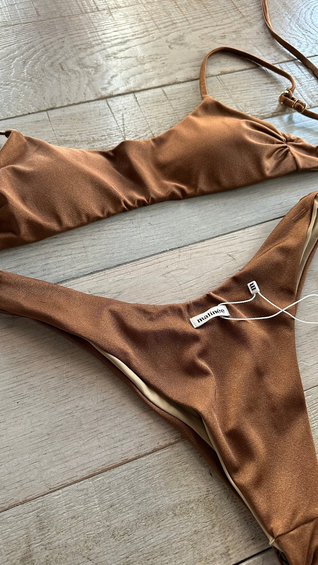 Bikini Top in Lycra Lucida Marrone