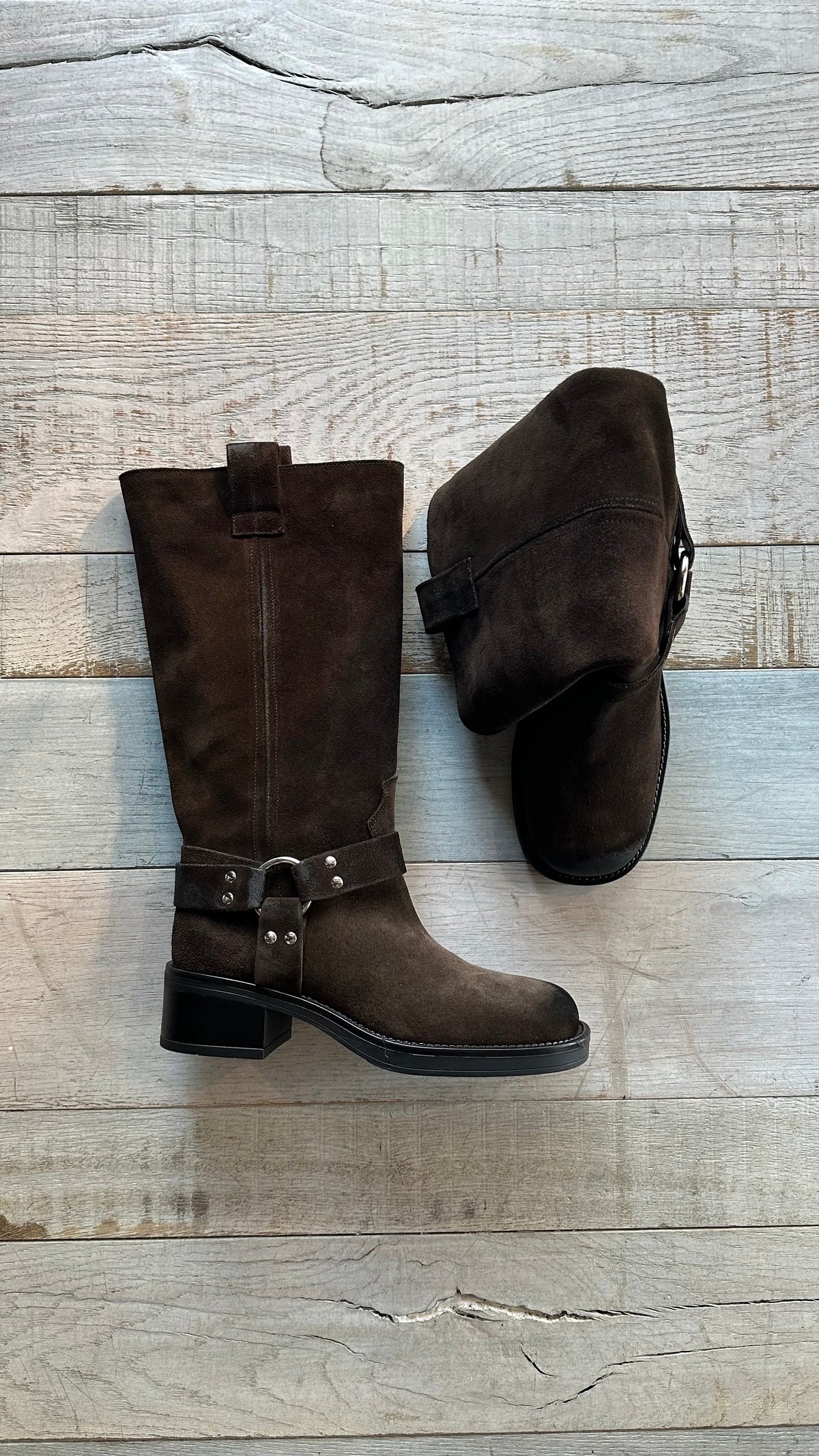 Stivale Biker Marrone in Camoscio color Moka