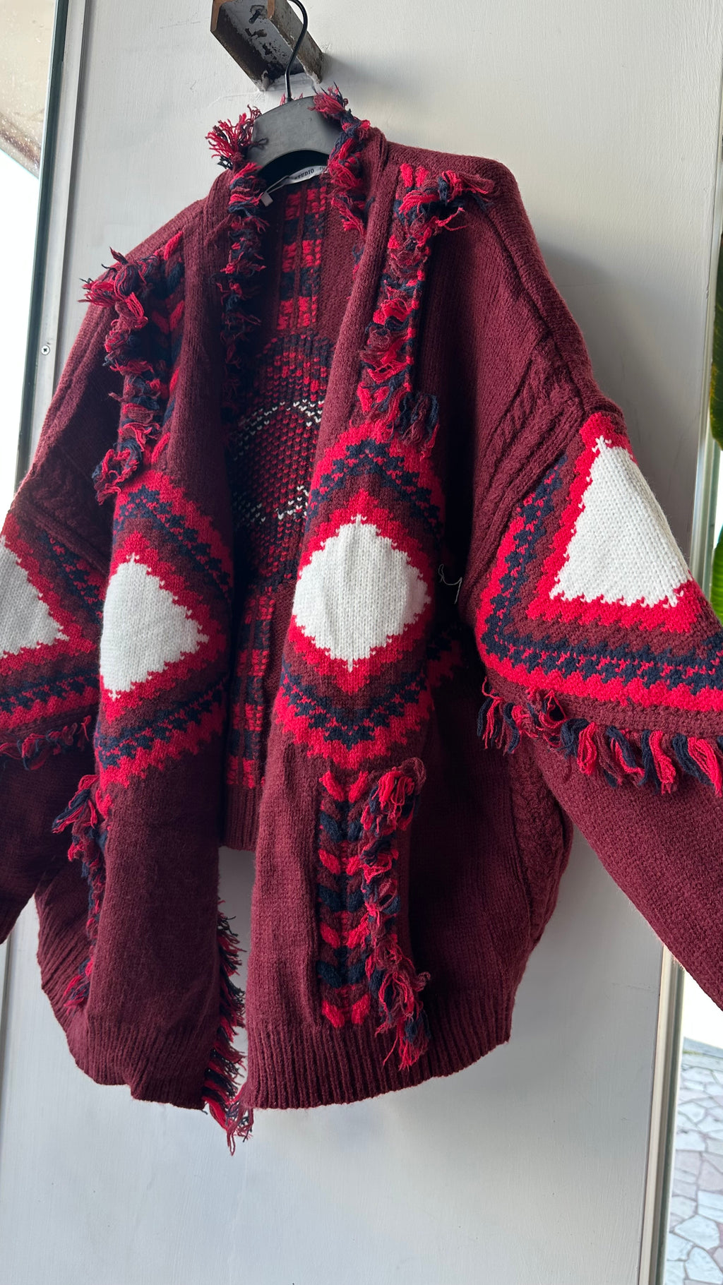 Cardigan Long Azteco Rosso Bordeaux