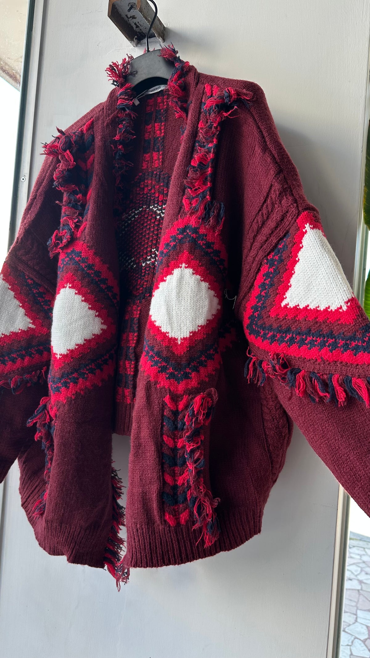 Cardigan Long Azteco Rosso Bordeaux