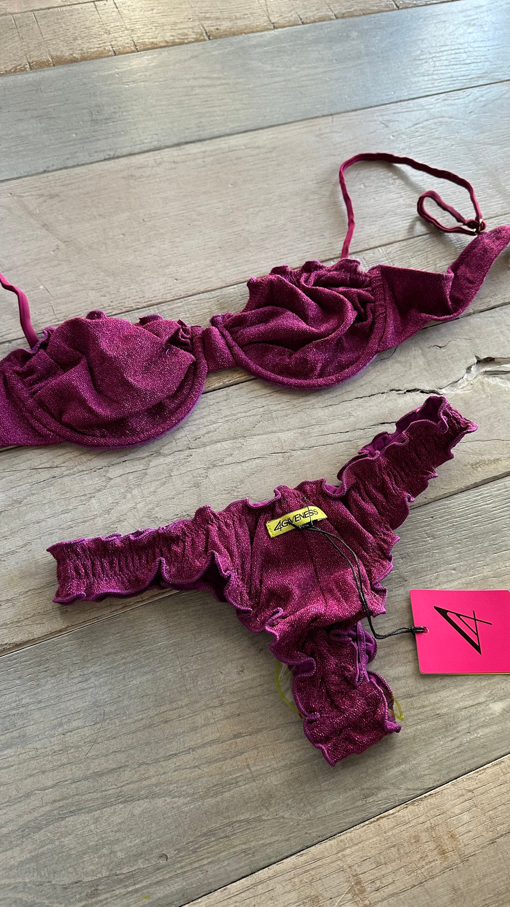 Bikini Balconcino in Lurex Porpora