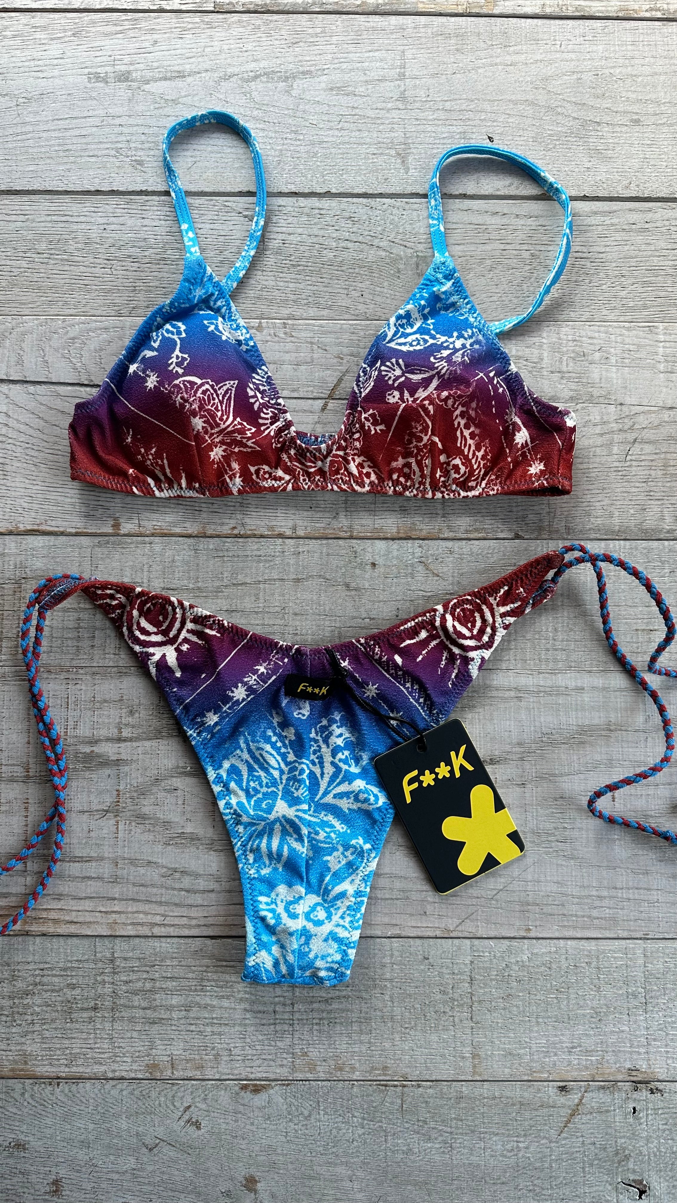 Bikini Top Bandana Blu e Rosso