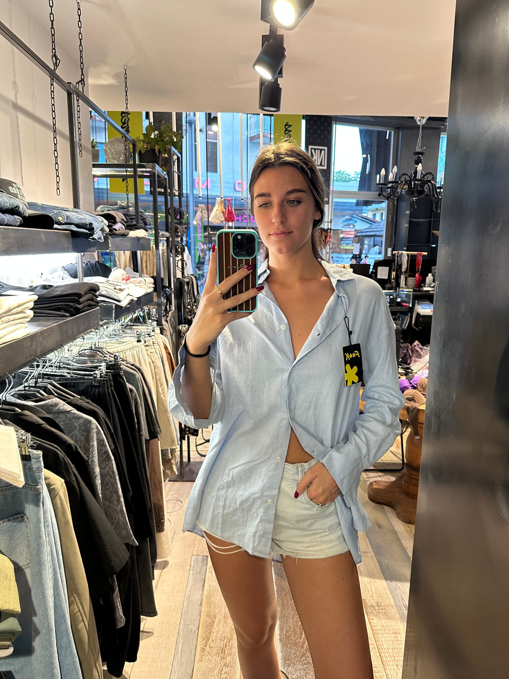 Camicia Oversize in Lino color Azzurro