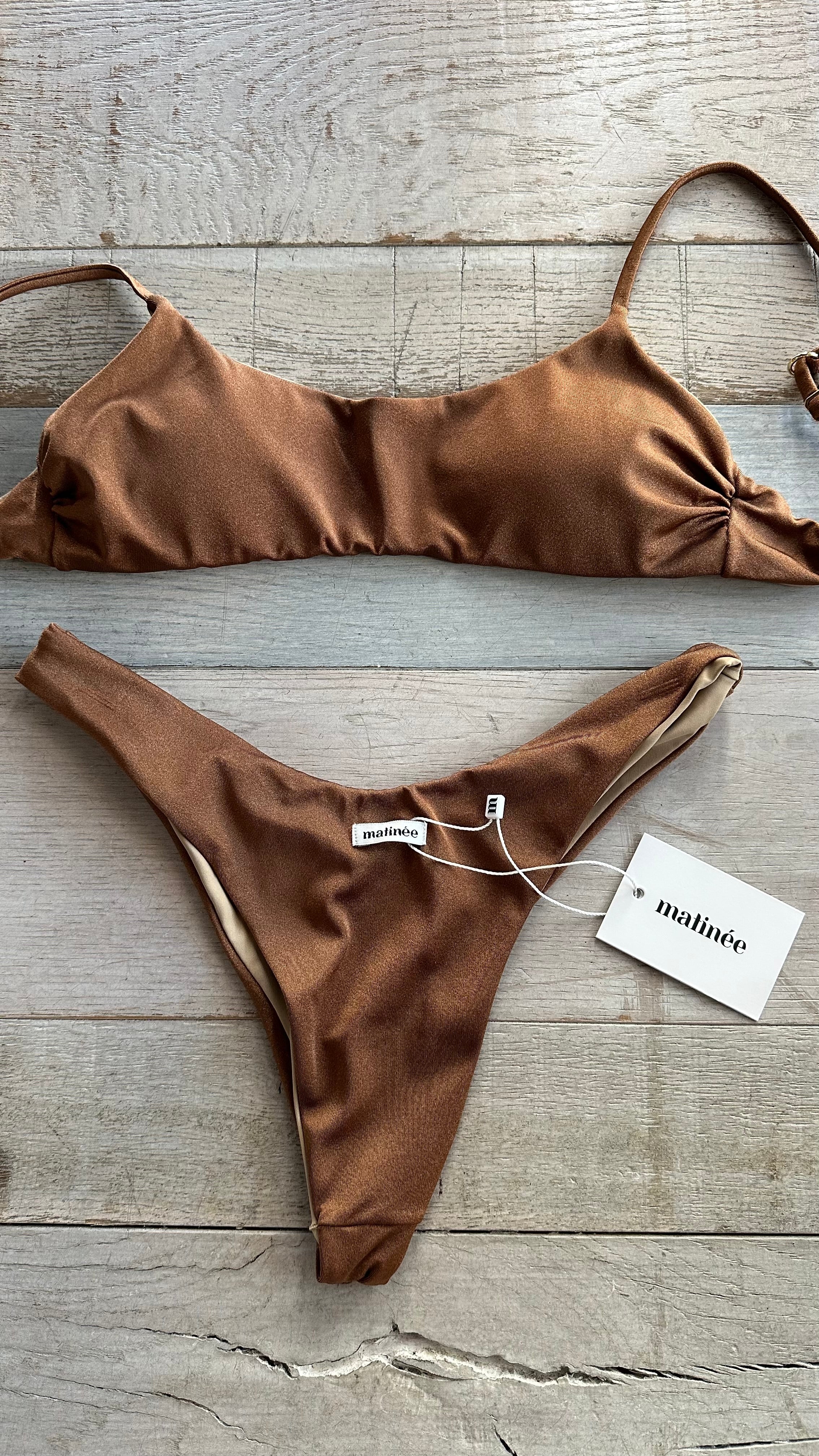 Bikini Top in Lycra Lucida Marrone