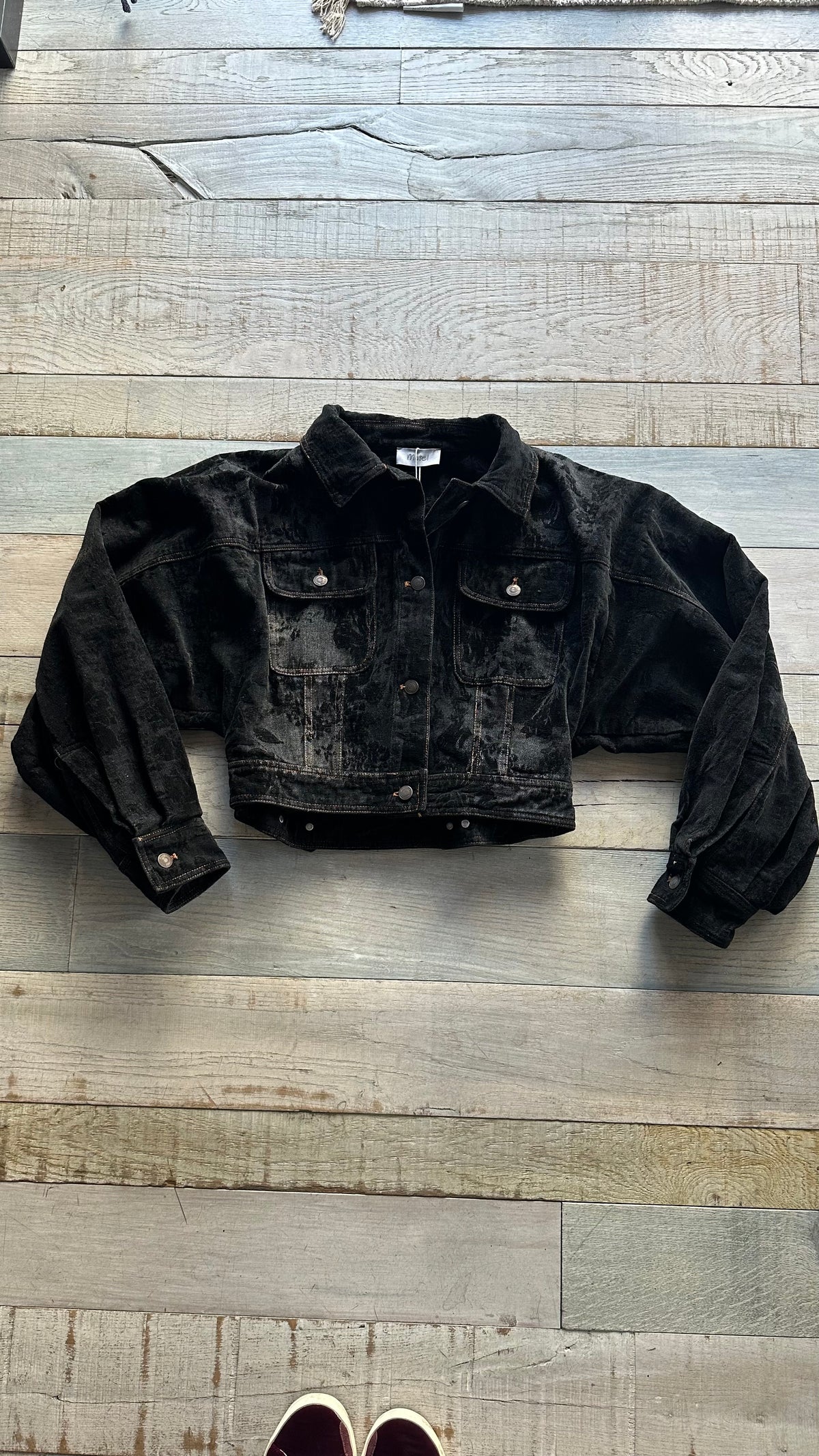 Giacca Crop in Denim e Velluto «noire»