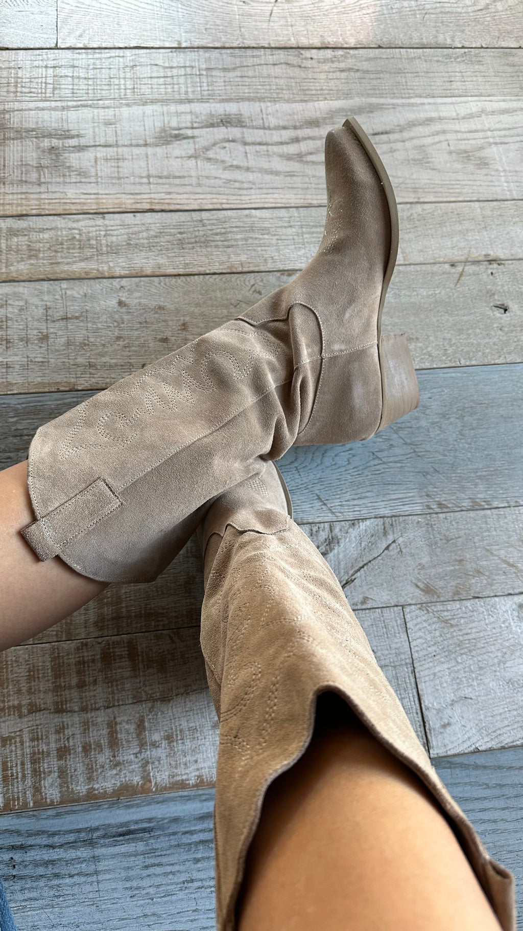 Texano in camoscio Taupe