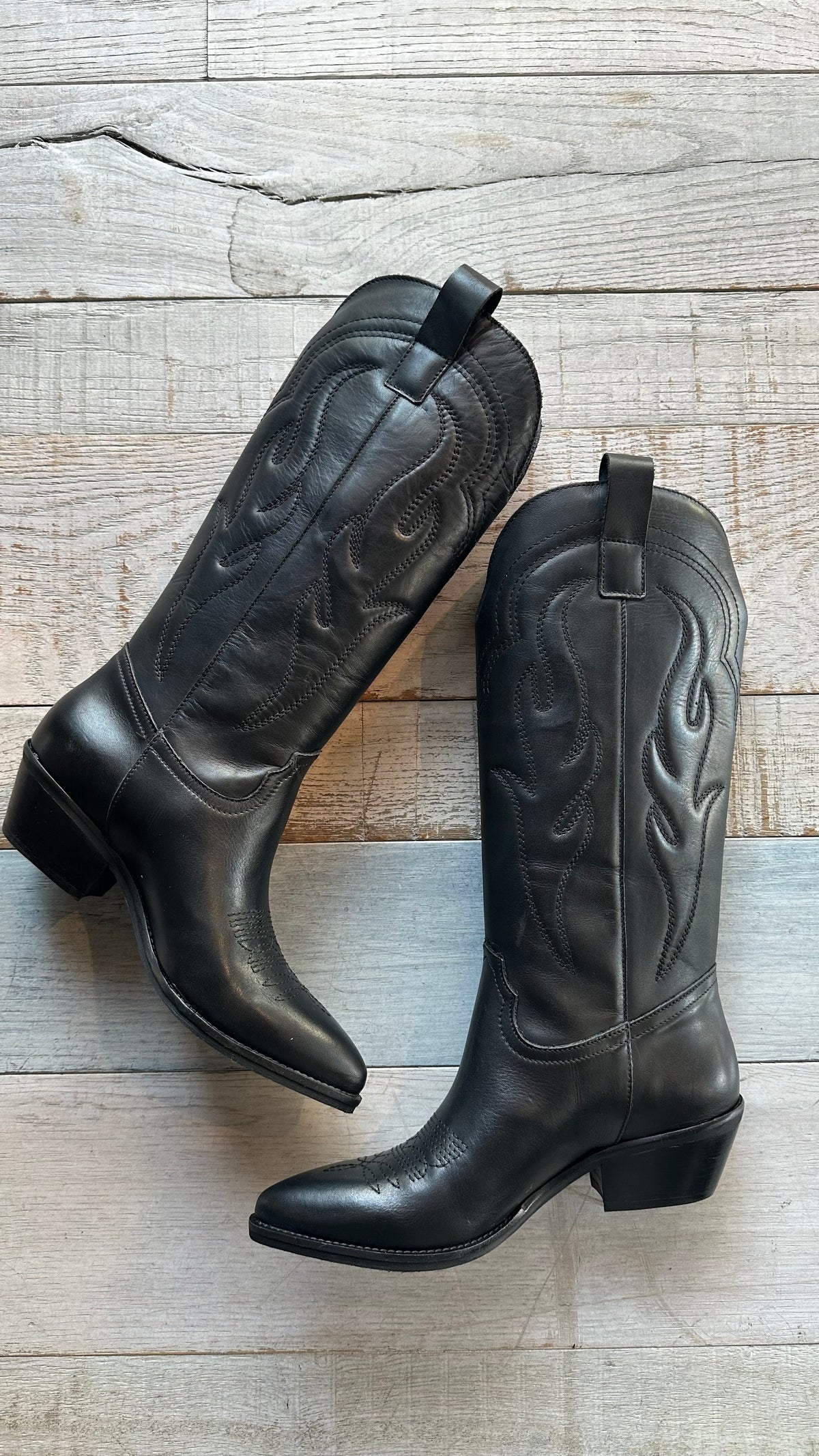 Texano in Pelle Nera «Flame»