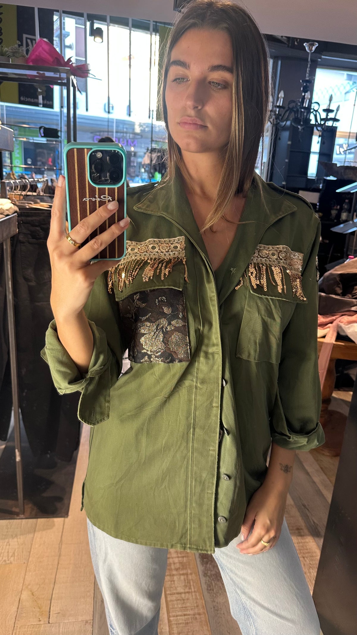 Giacca Militare Donna Verde con Paillettes «Regiment»