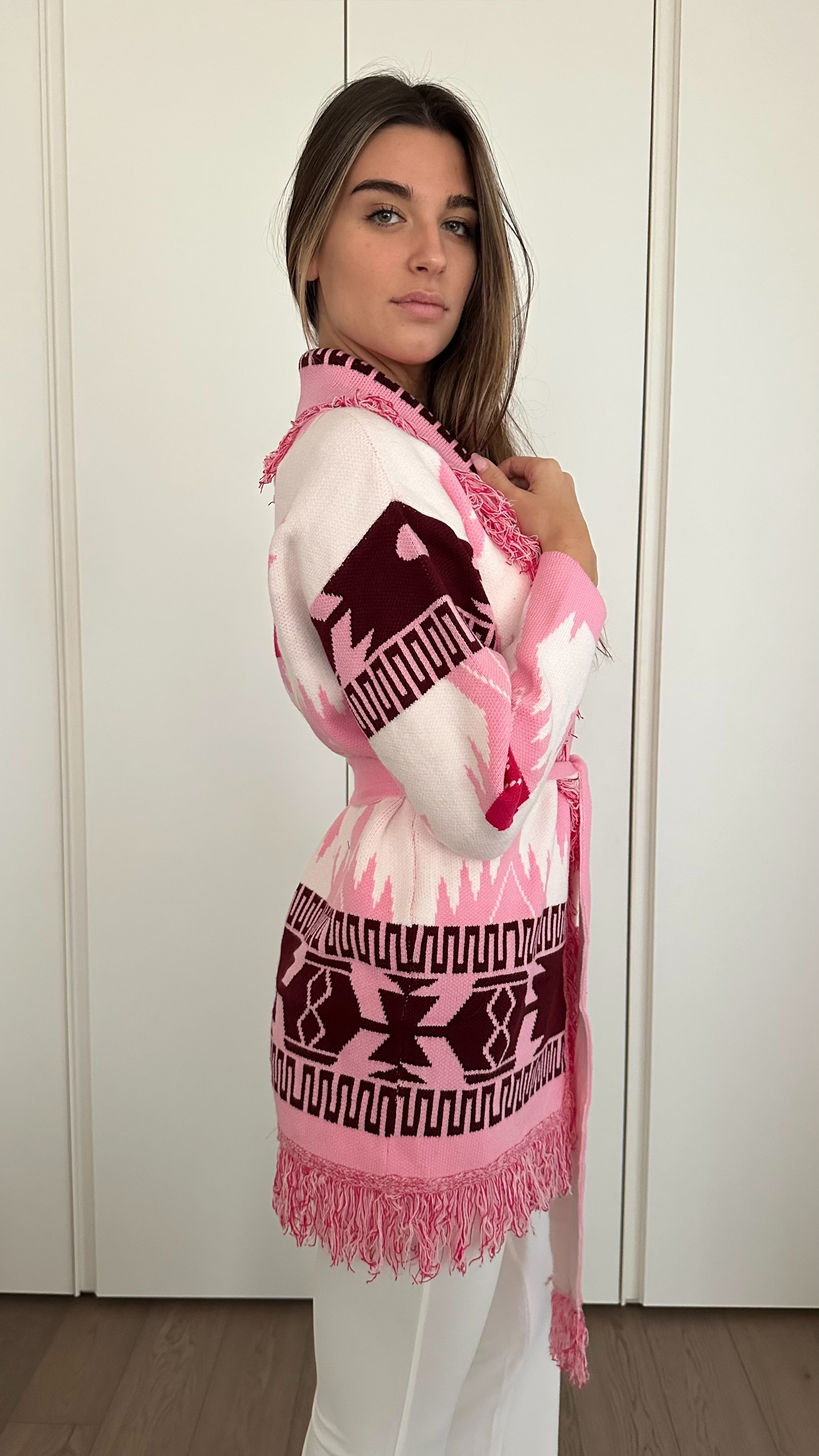 Cardigan Azteco Rosa