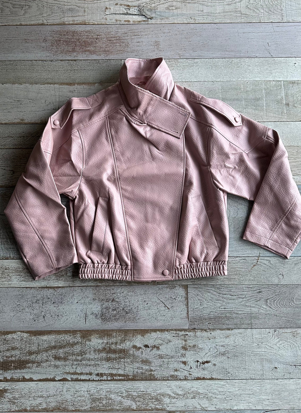 Giacca Chiodo Rosa con Bottoni