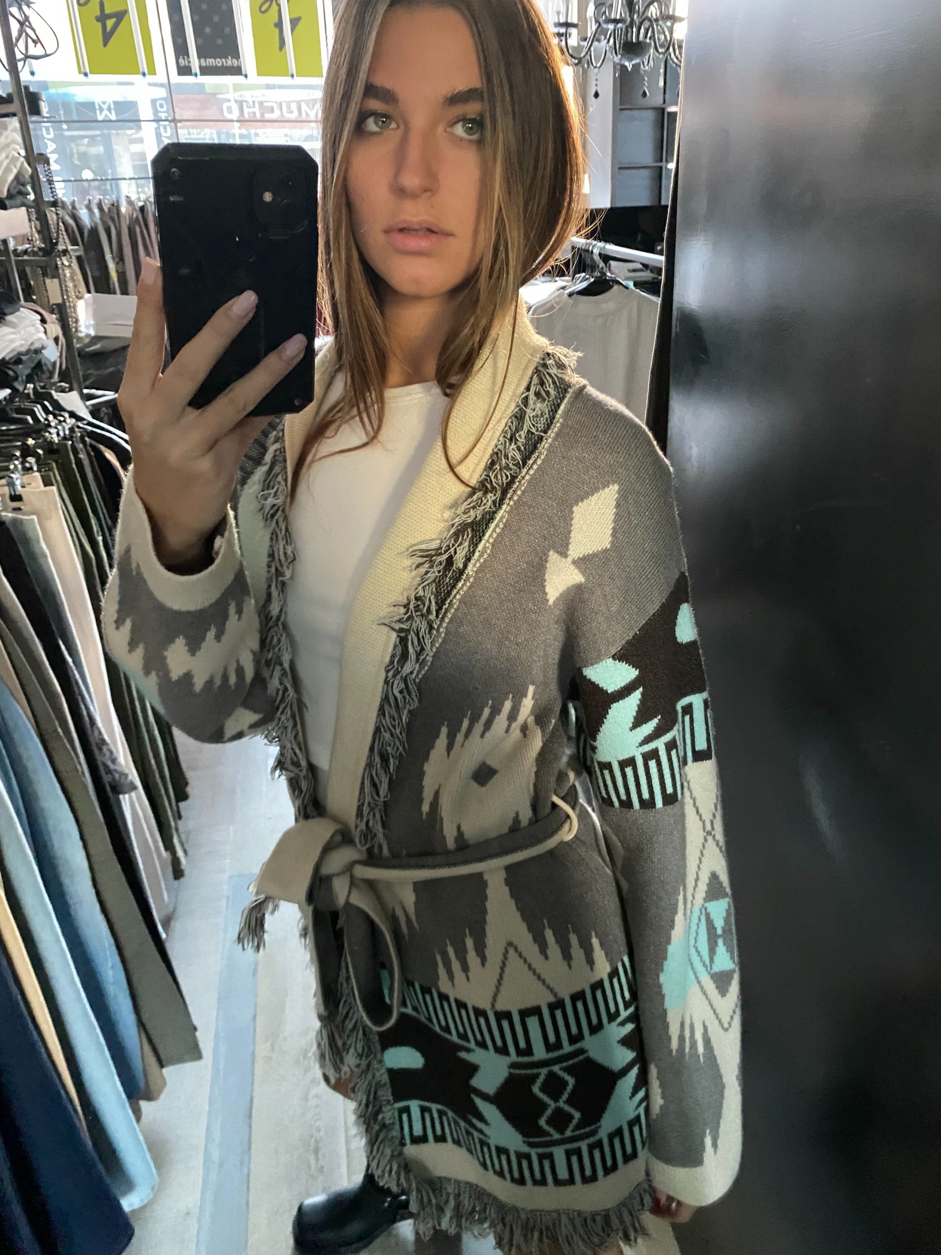 Cardigan Azteco Azzurro e Grigio
