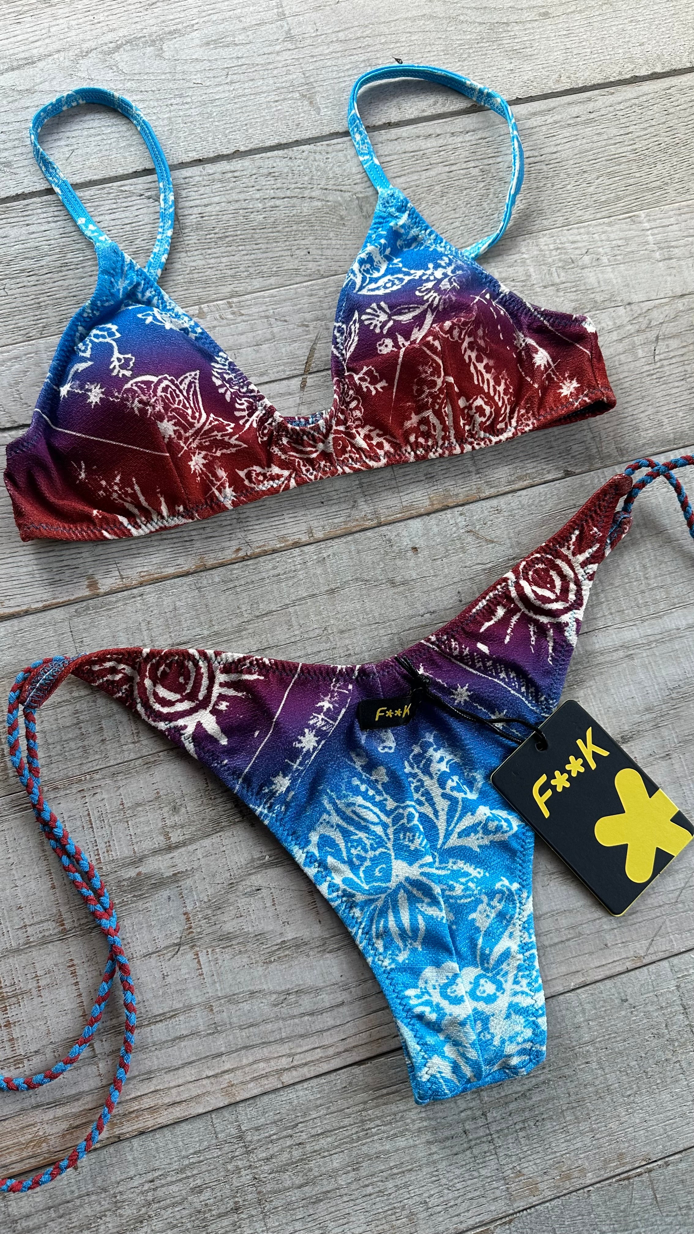Bikini Top Bandana Blu e Rosso