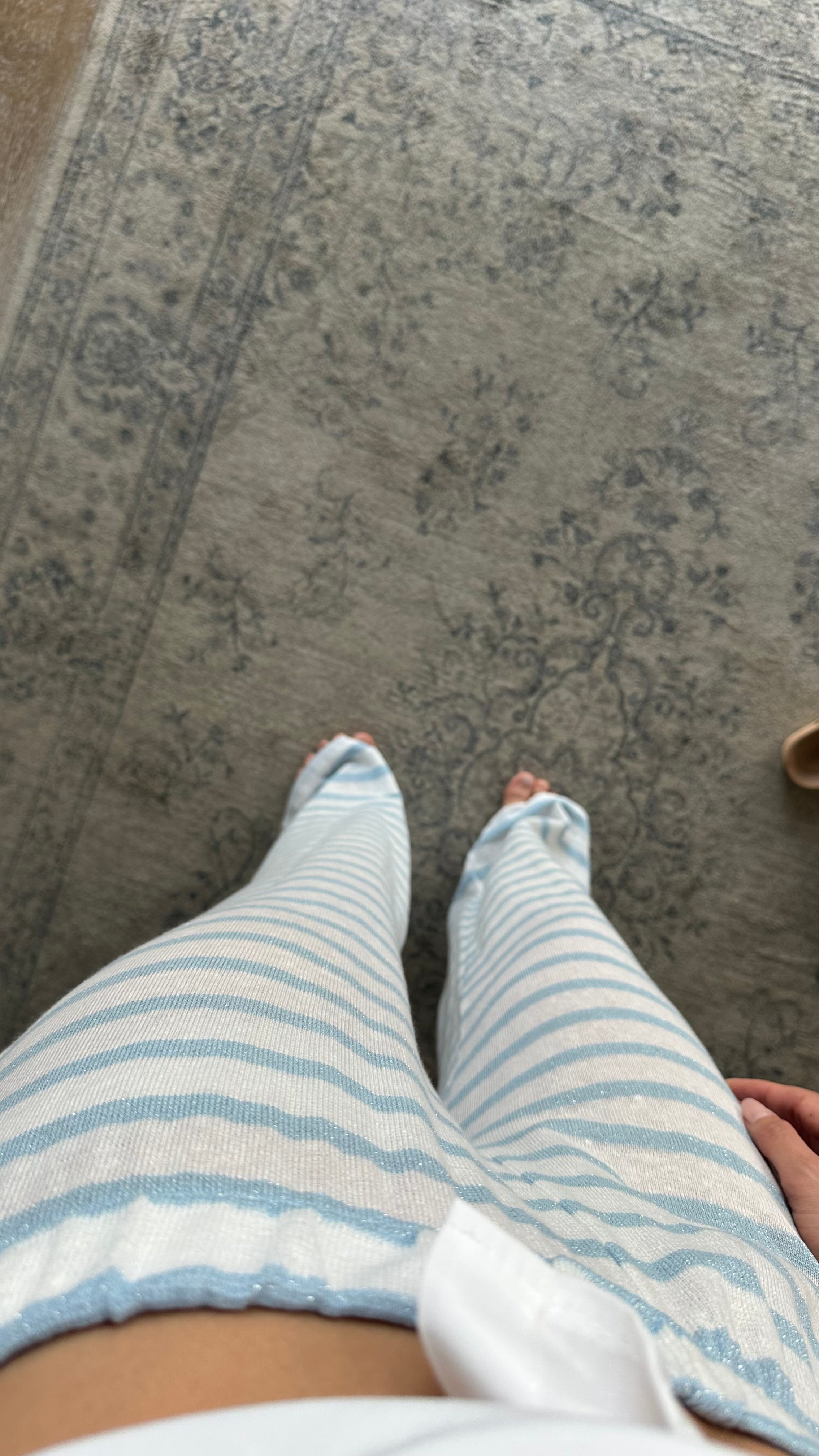 Pantalone a Riga In Lino Azzurro