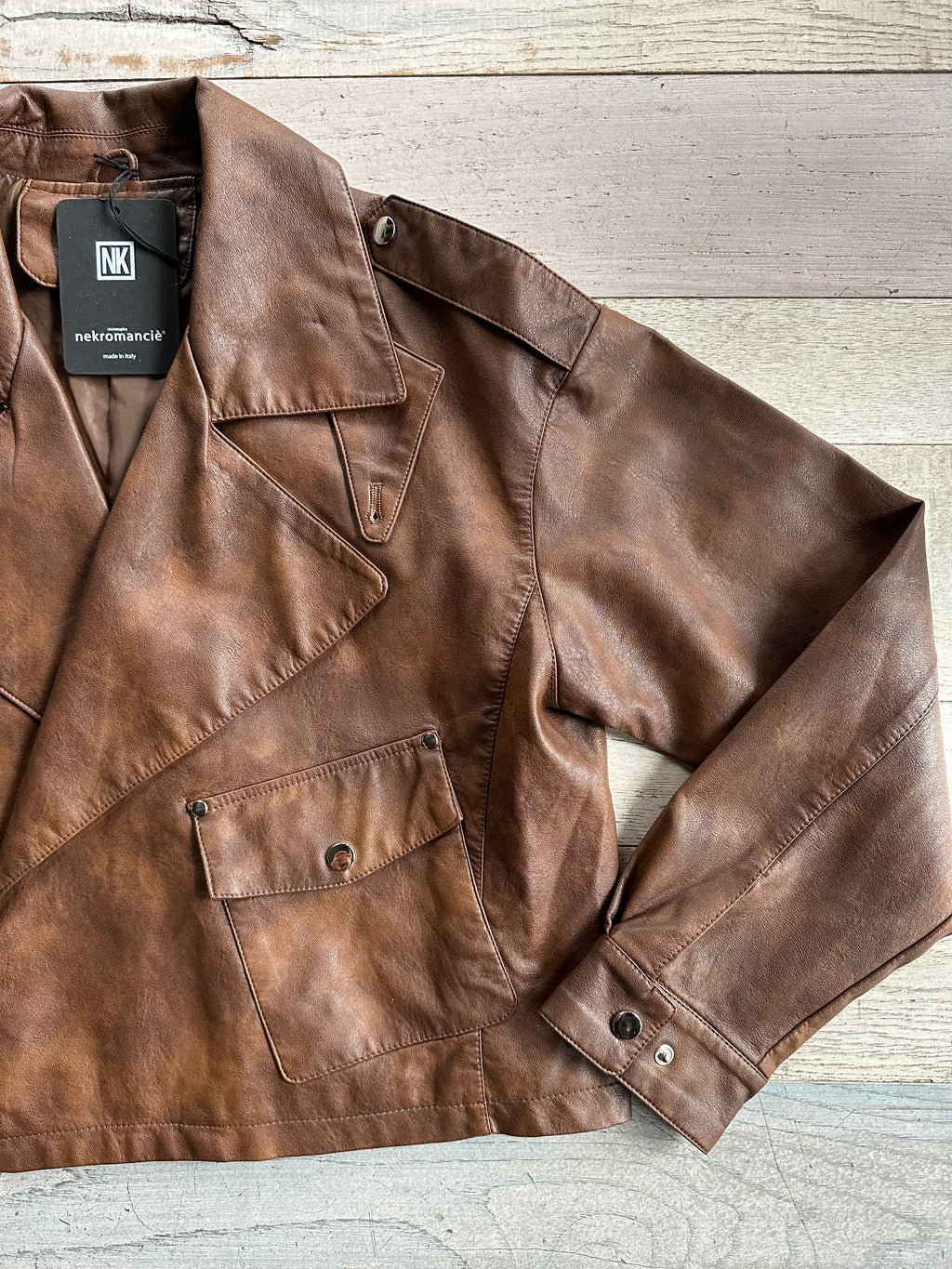 Giacca Ecopelle Marrone taglio vivo