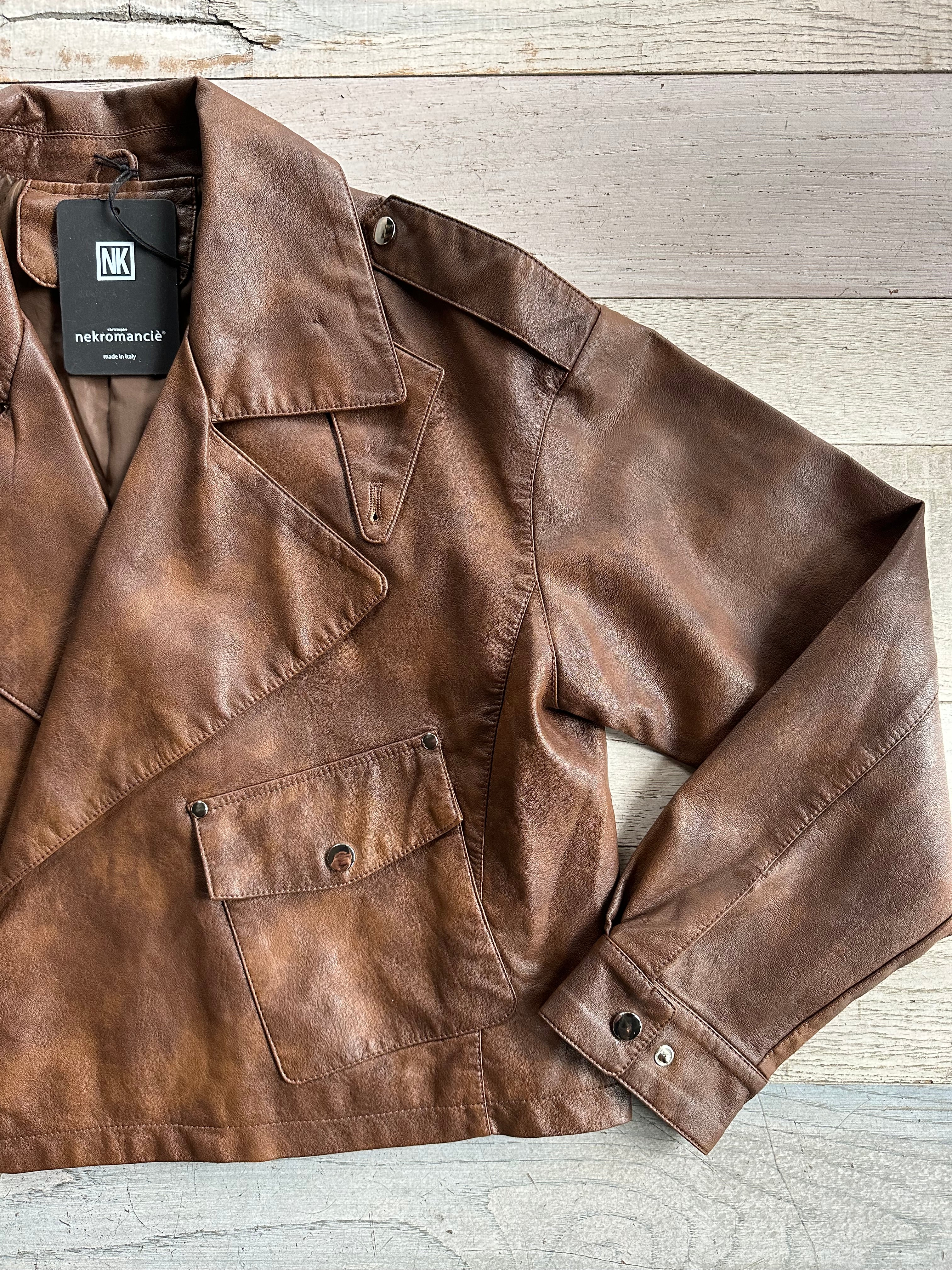 Giacca Ecopelle Marrone taglio vivo