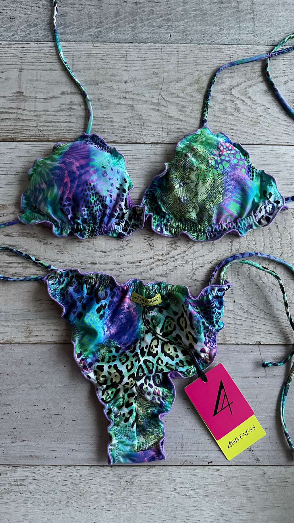 Triangolo Sbambolato Frou Frou Leopardato verde