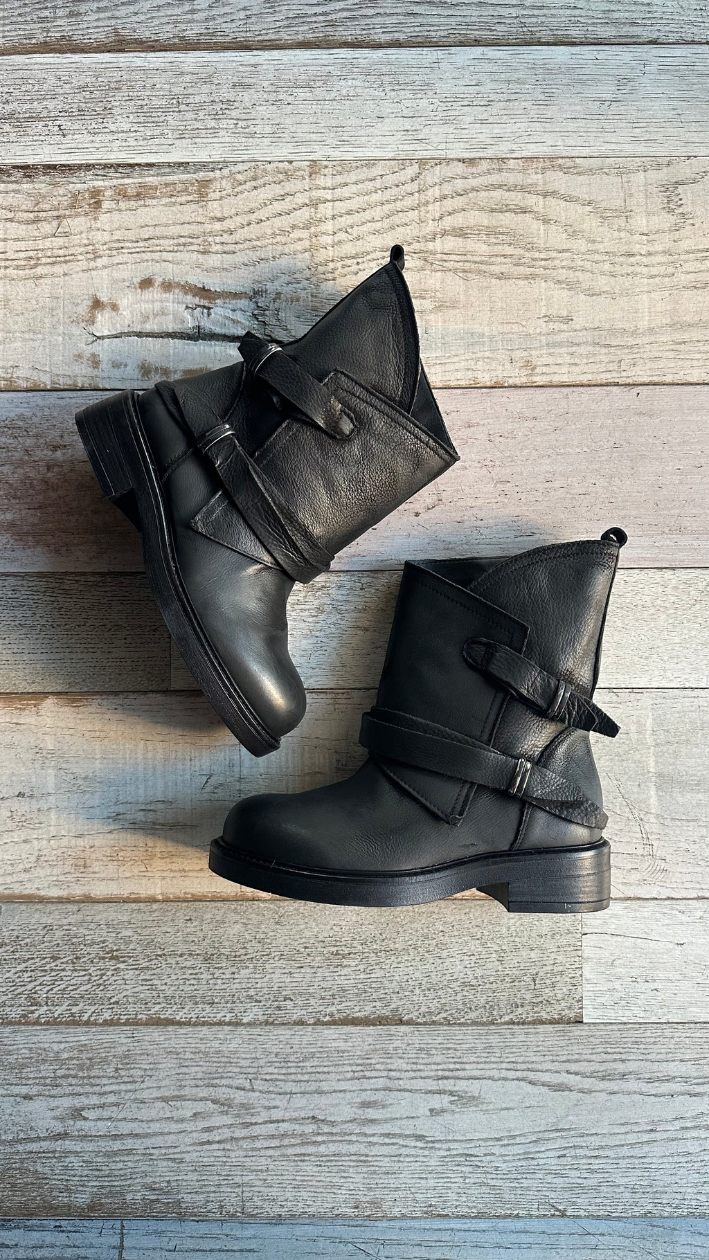Stivale Biker Nabuk in pelle nera