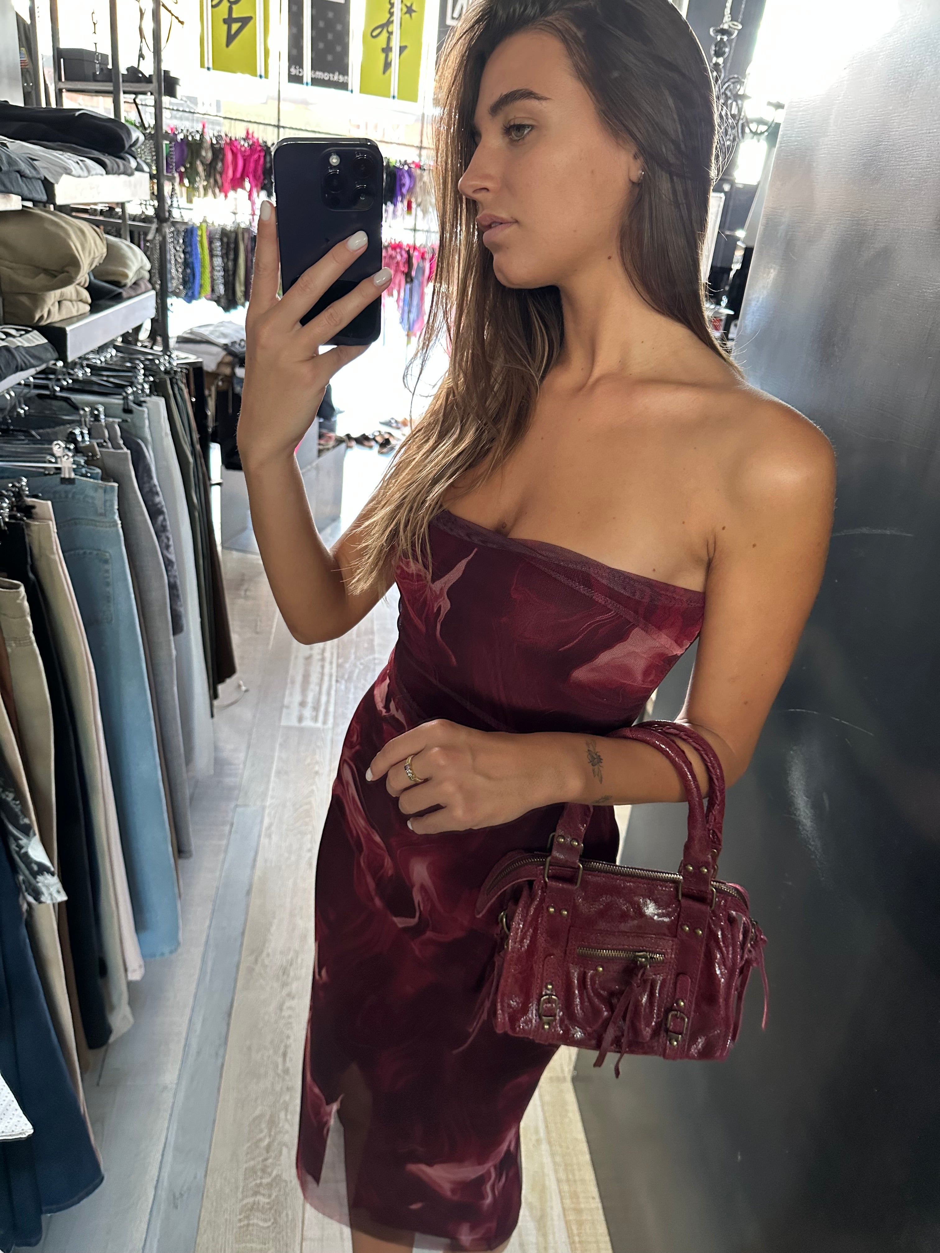 Abito in Toulle Tye Dye Bordeaux