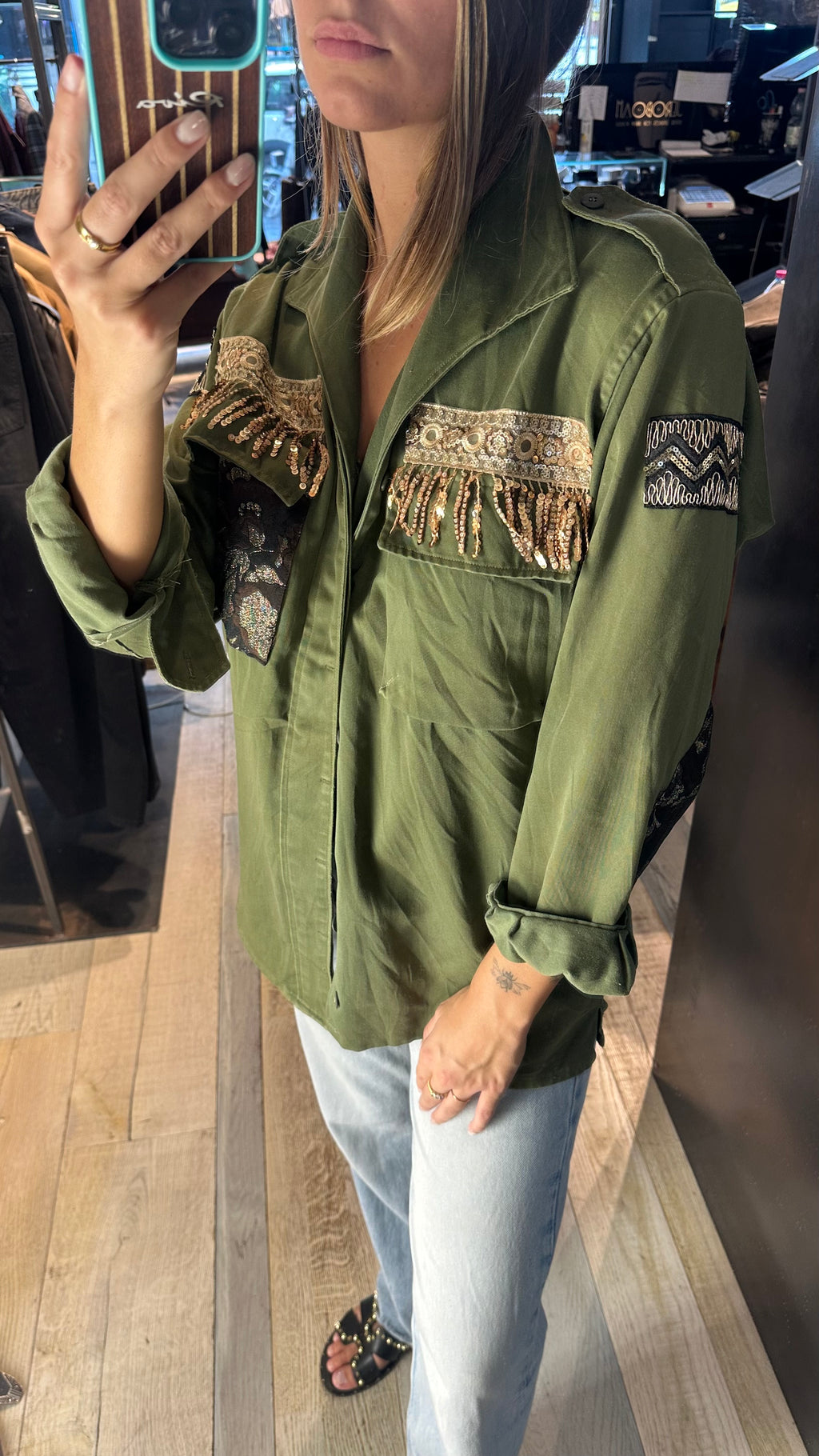 Giacca Militare Donna Verde con Paillettes «Regiment»