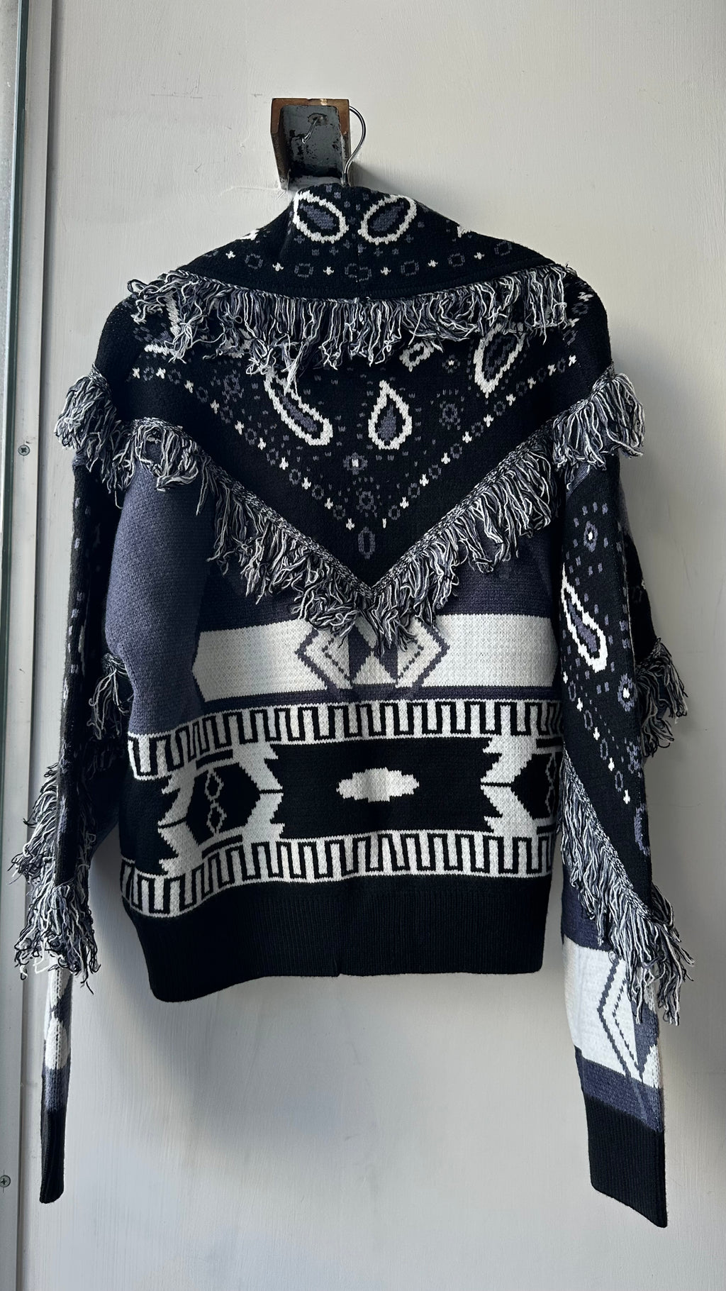 Cardigan Crop Bandana Blu e Nero