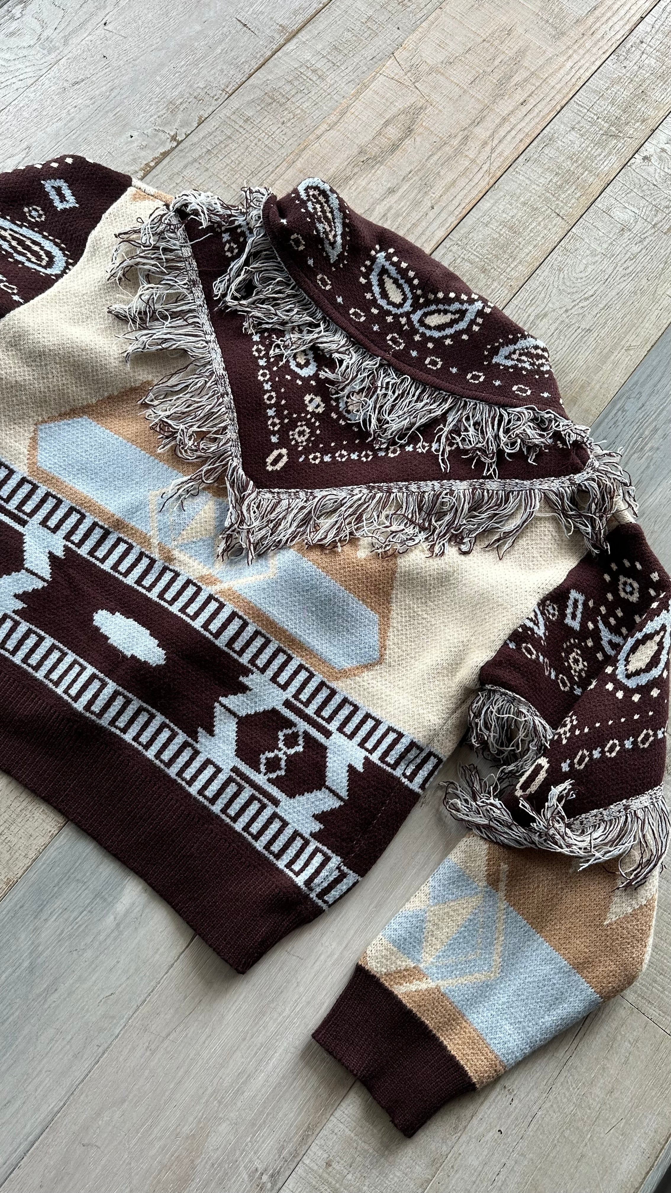 Cardigan Crop Bandana Marrone con bottoni