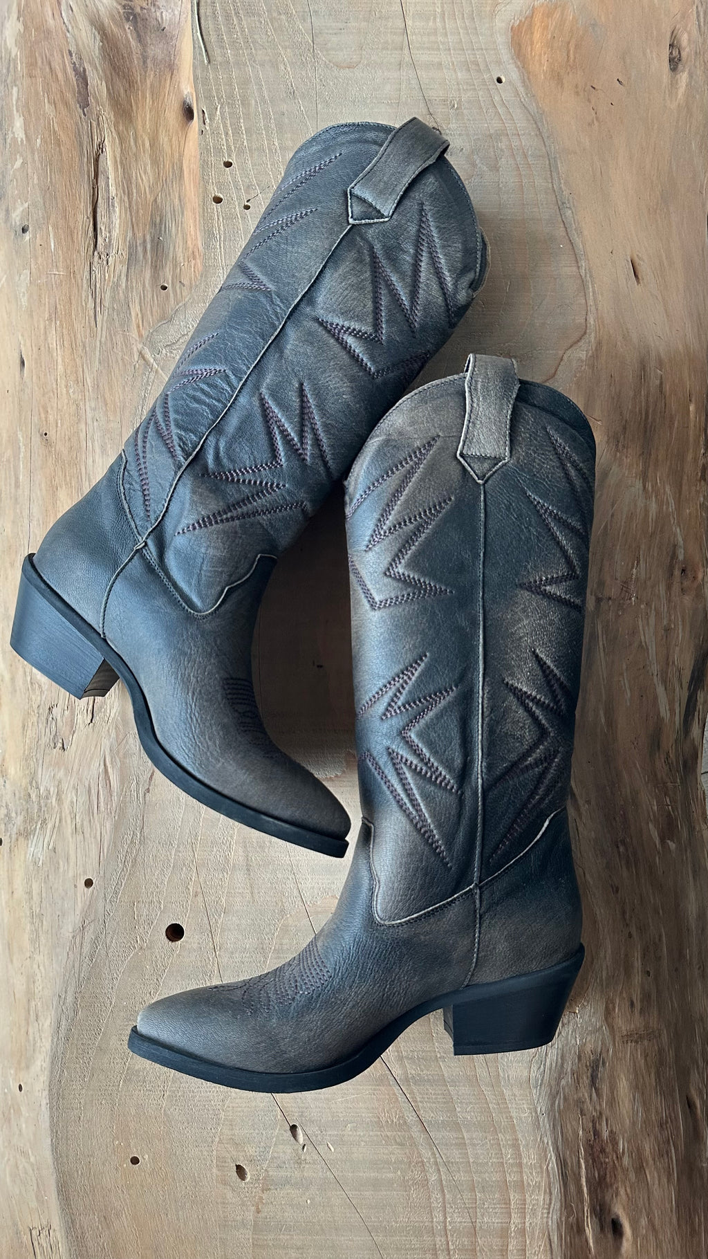 Stivale Texano in pelle Grigio Anticato Mid Grey Smoke