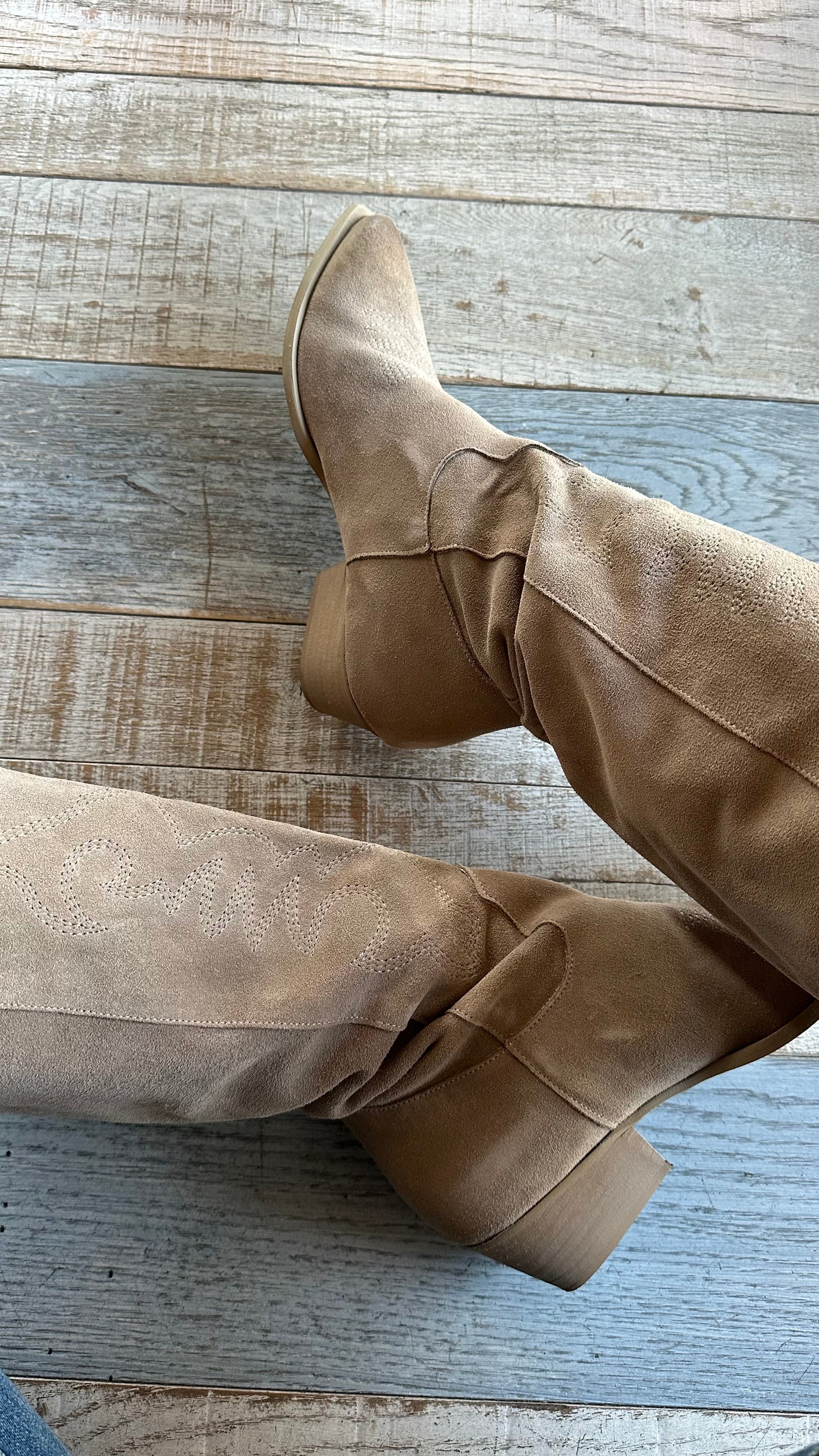 Texano in camoscio Taupe