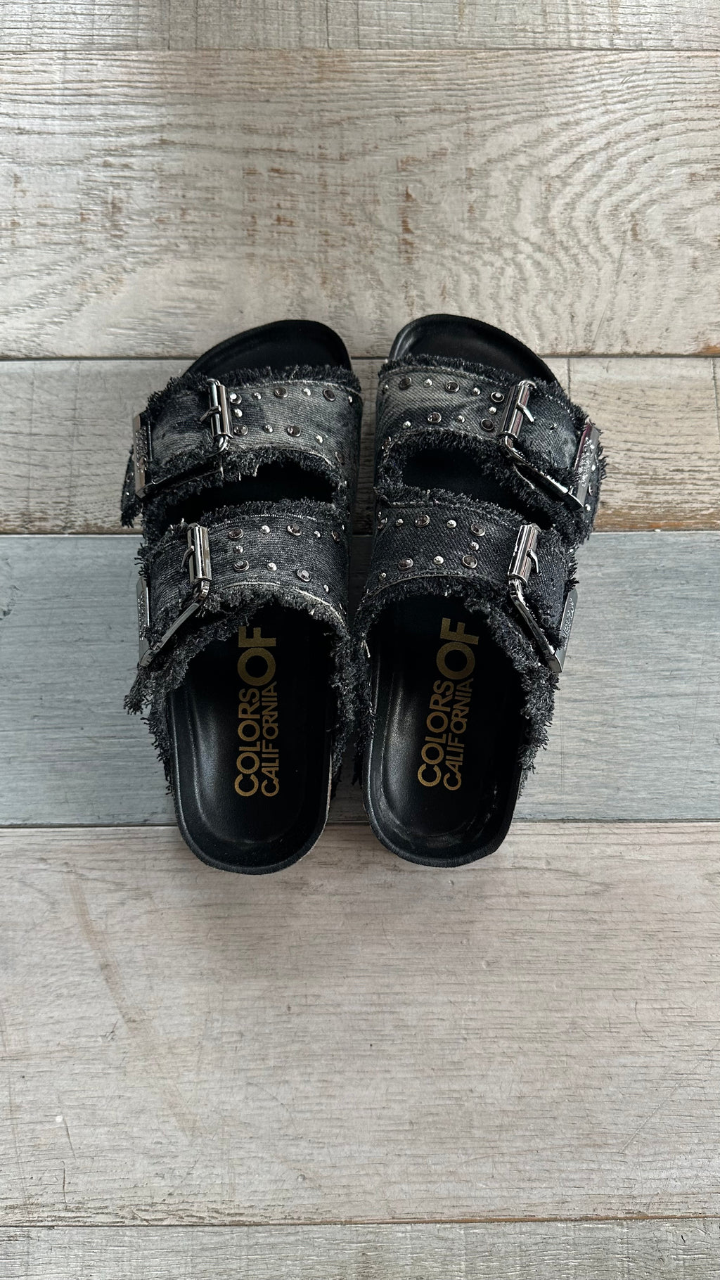 Sandalo In denim Nero e Strass