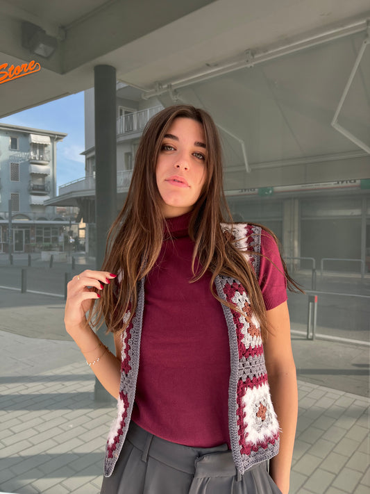 Gilet crochet greyred