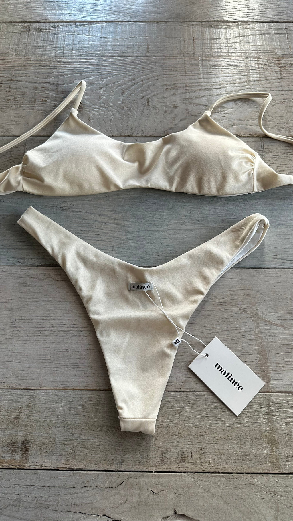 Bikini Top in Lycra Lucida Panna
