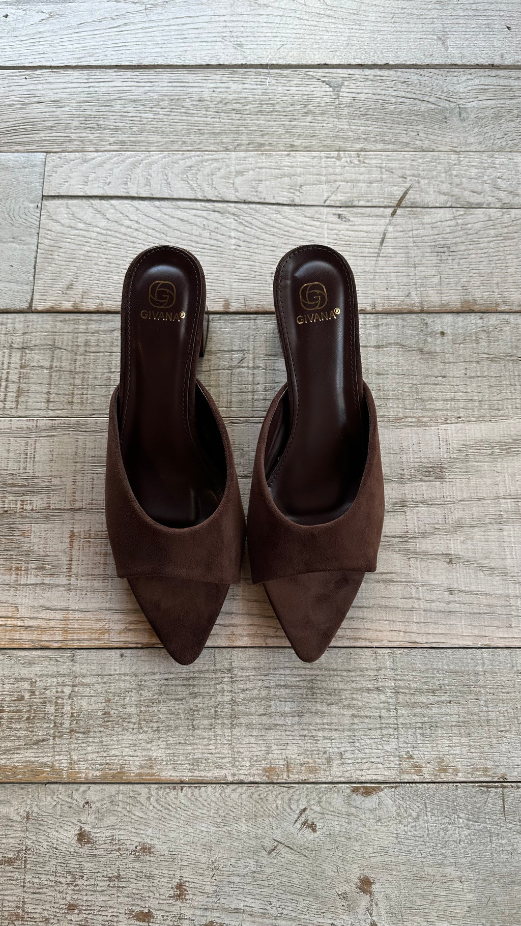 Sandalo Mule Scamosciato marrone con Tacco