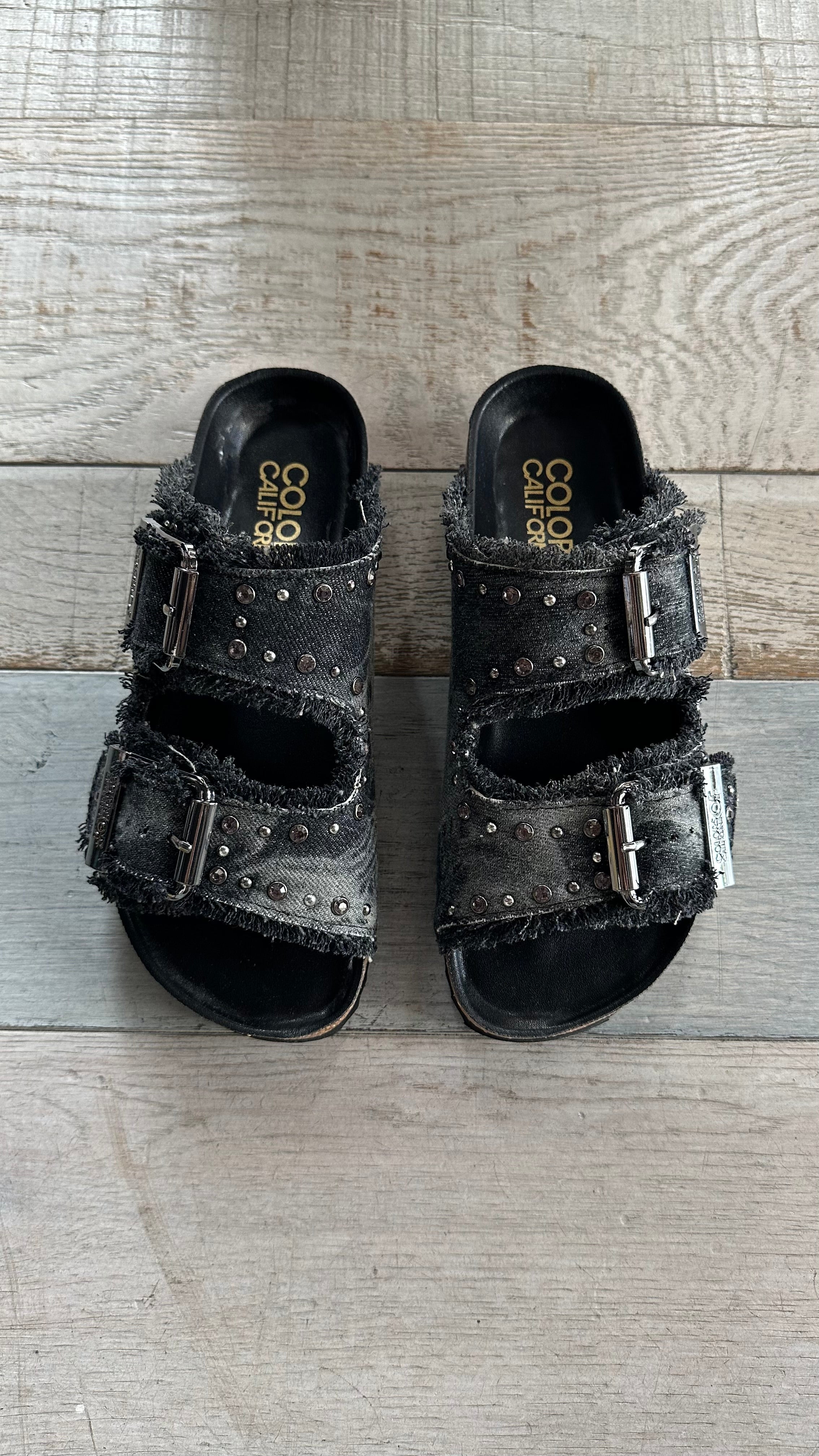 Sandalo In denim Nero e Strass