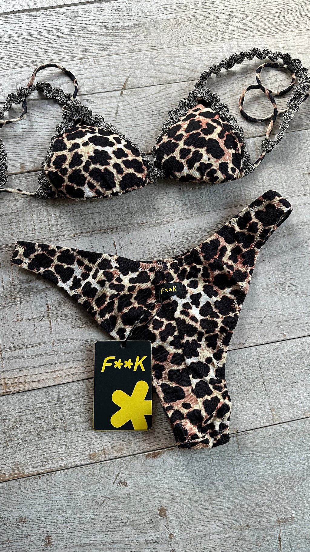 Triangolo Leopardato con bordino in pizzo