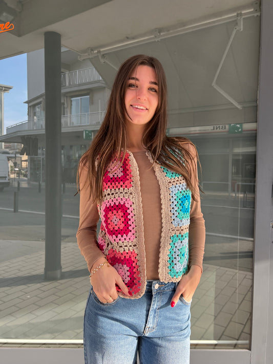 Gilet crochet bicolor