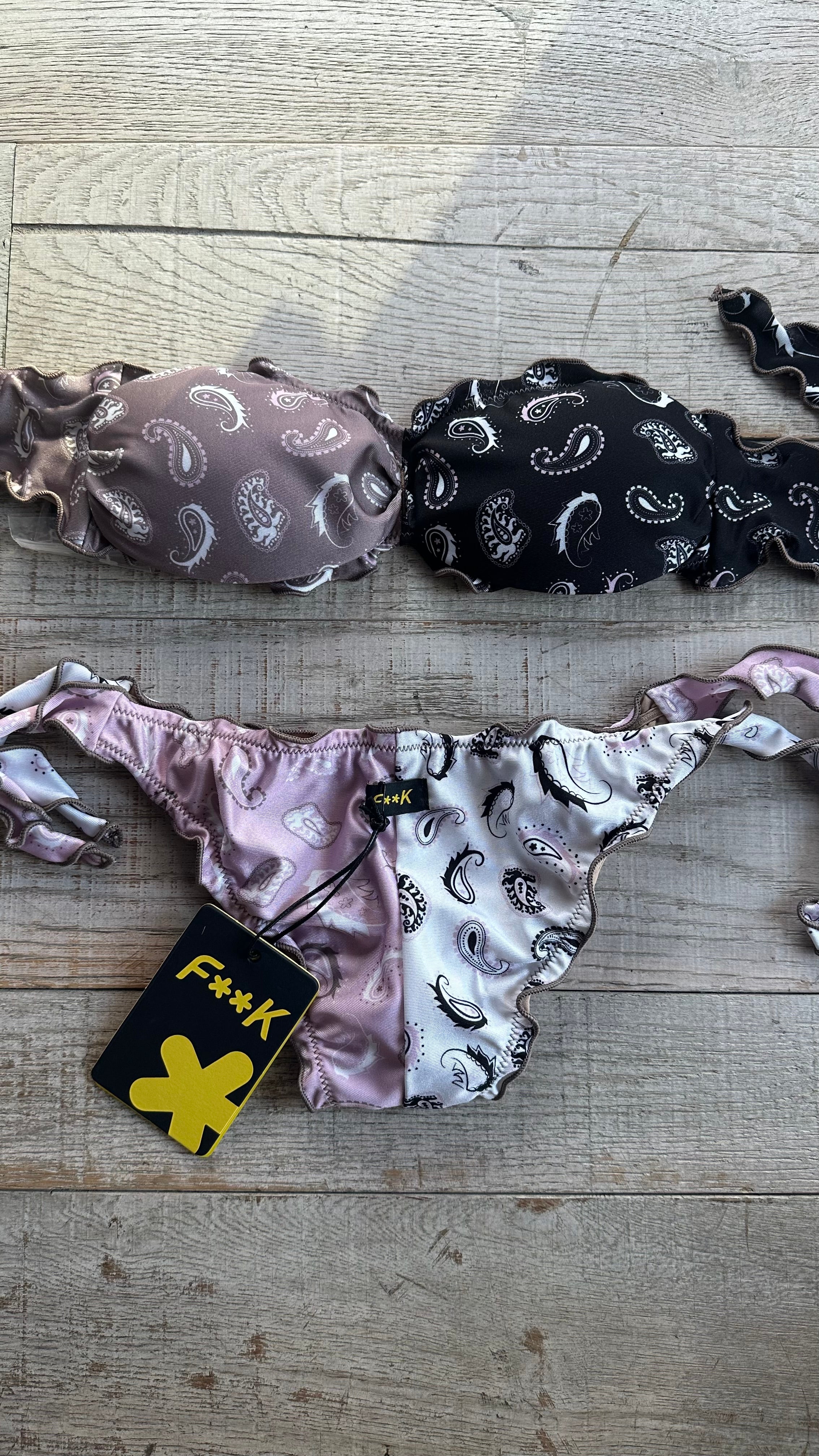 Bikini Fascia Sbambolata Bandana Rosa