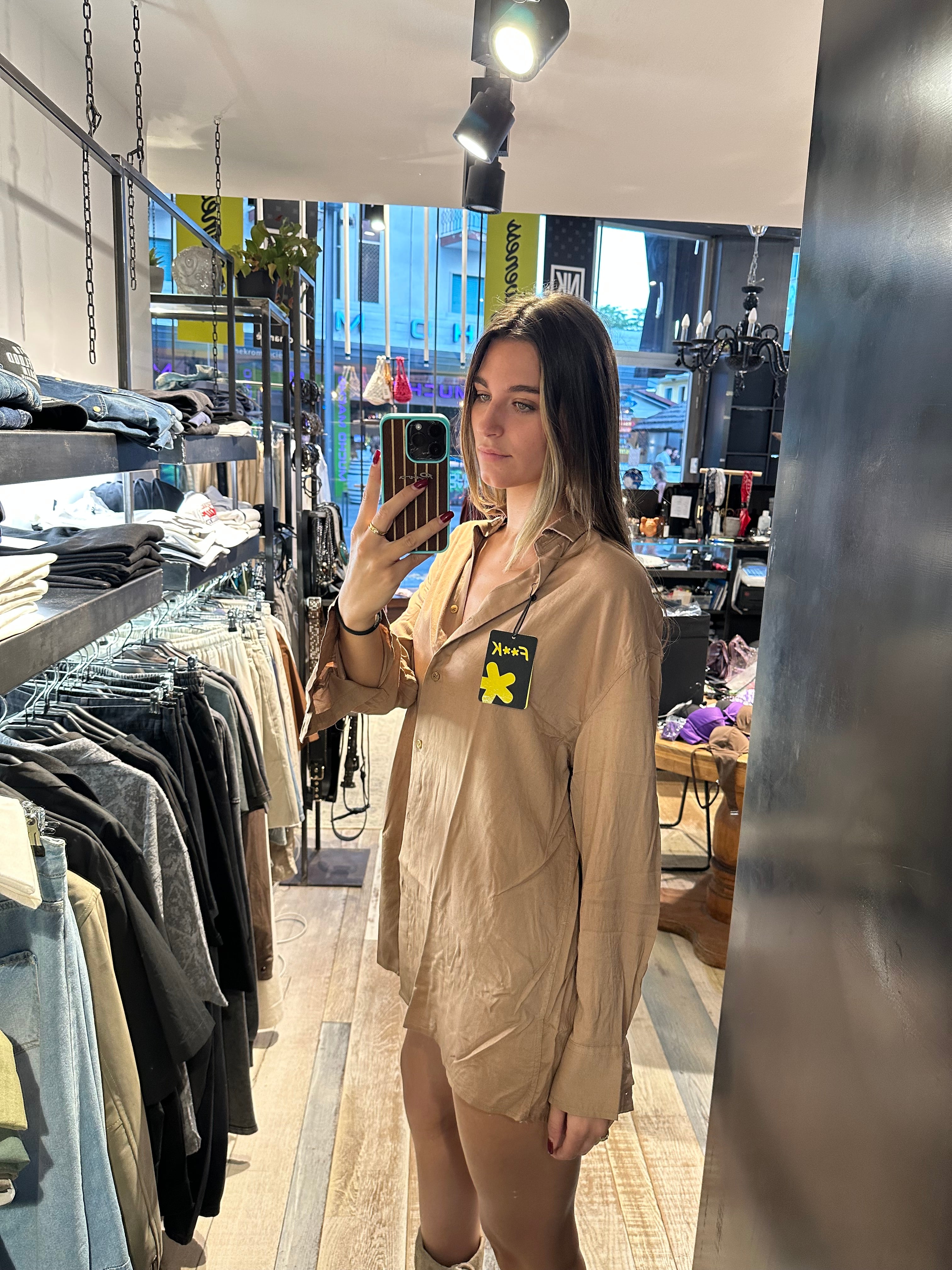 Camicia Oversize in Lino color Marrone