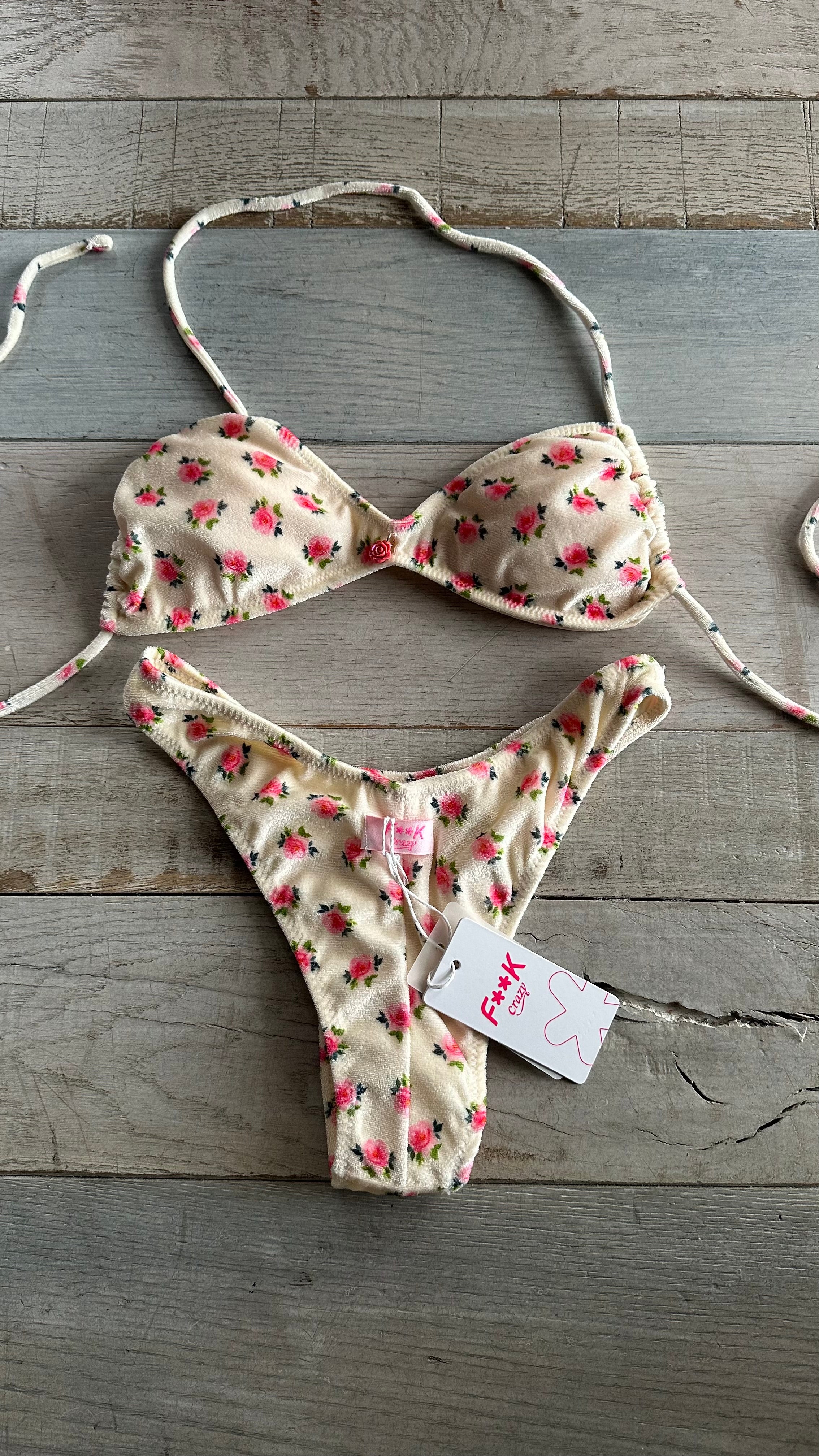 Fascia in Ciniglia Fiori Bianco Panna