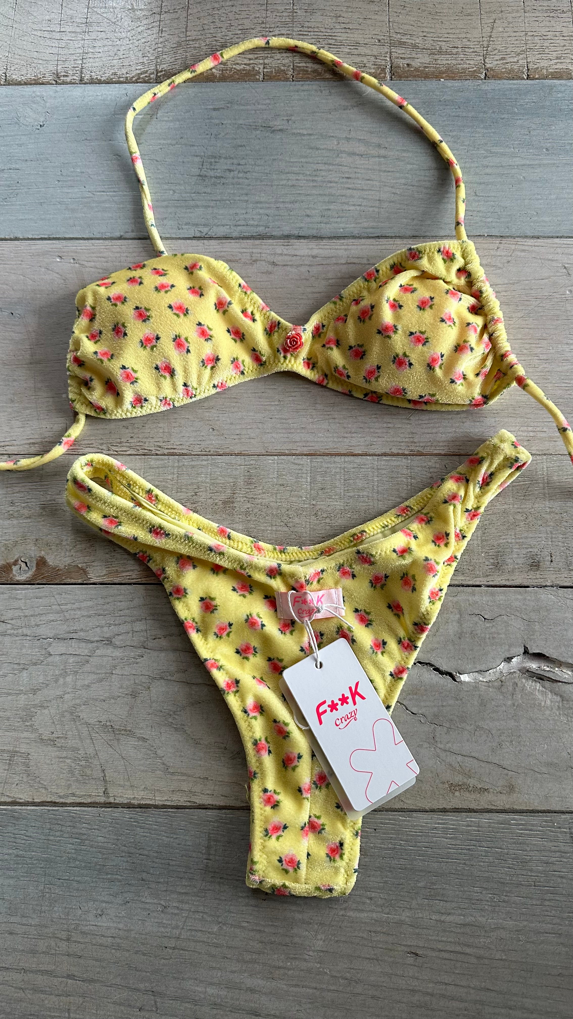 Fascia in Ciniglia Fiori Giallo Pastello