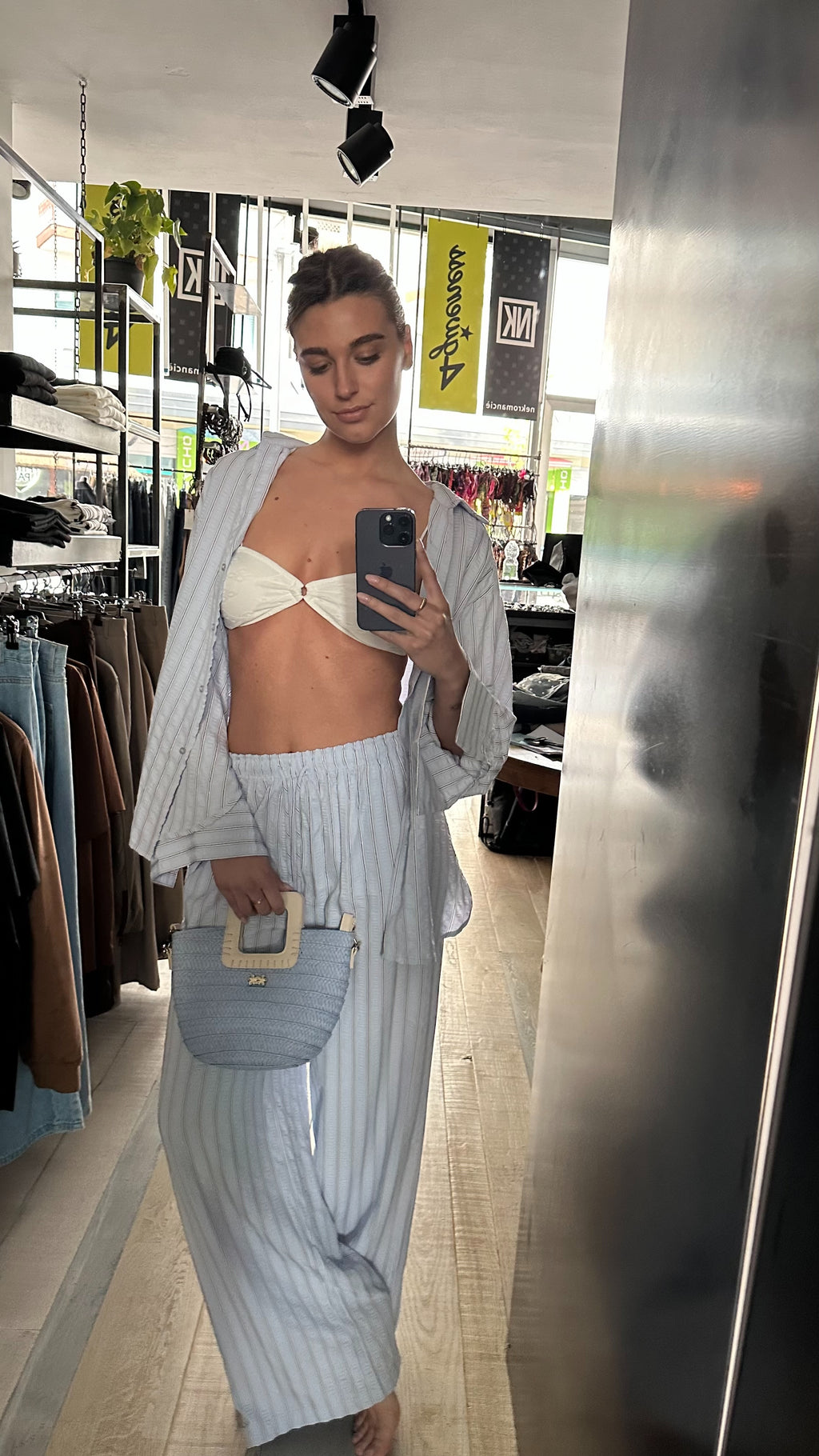 Camicia a Righe Azzurro in cotone
