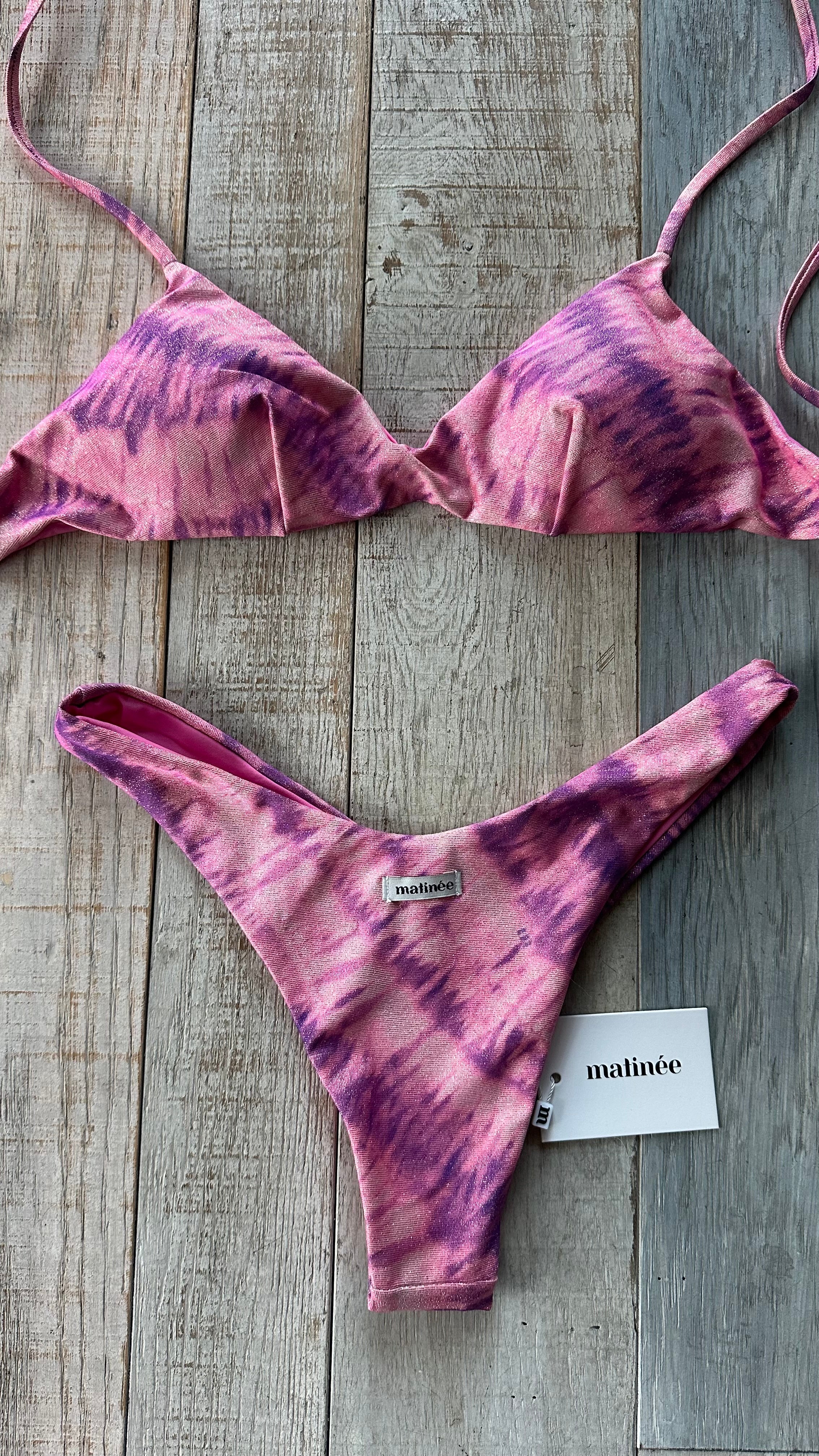Bikini Top Tye Dye Lurex Rosa