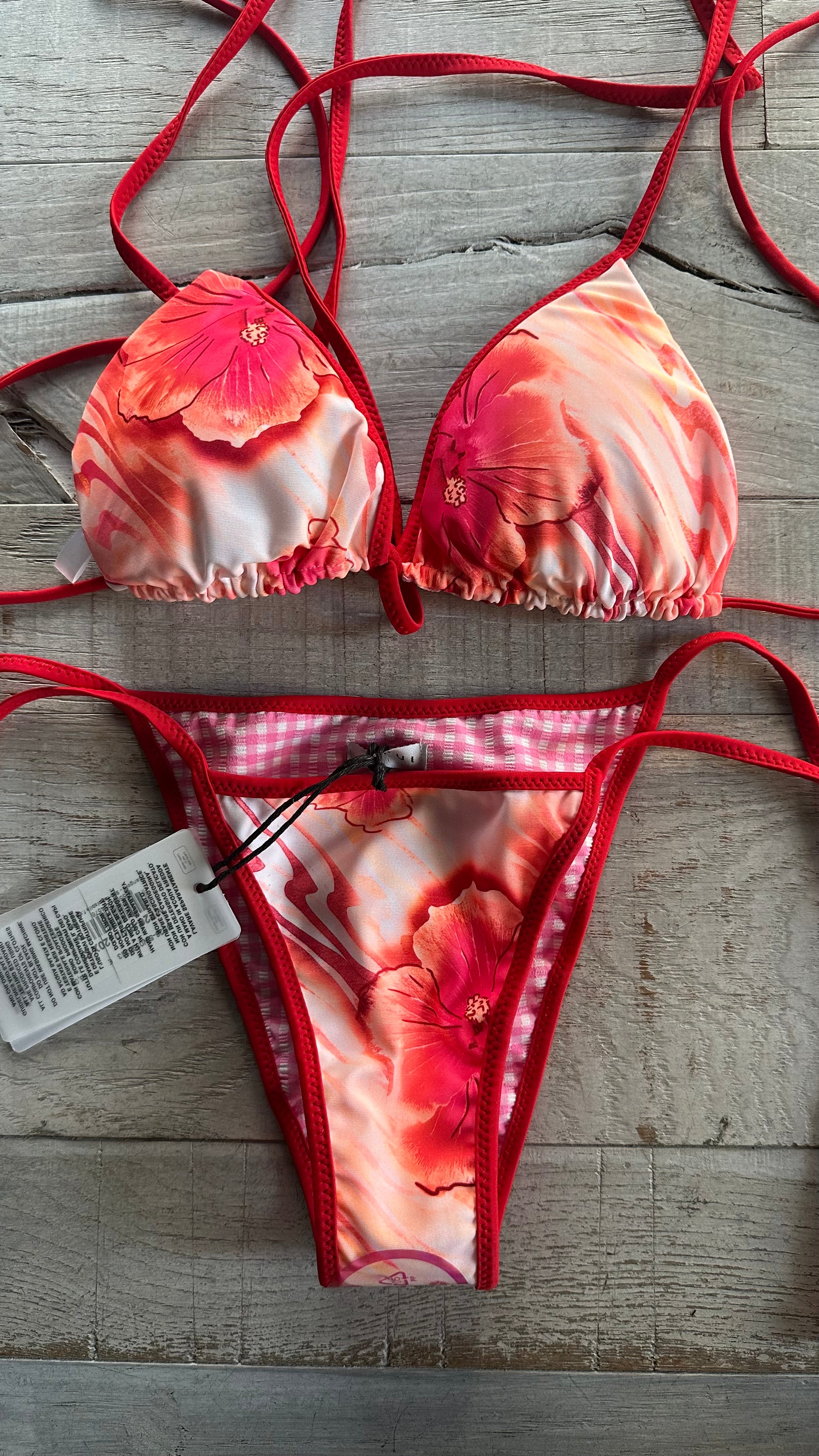 Triangolo Quadri Rosa e Rosso Double Face