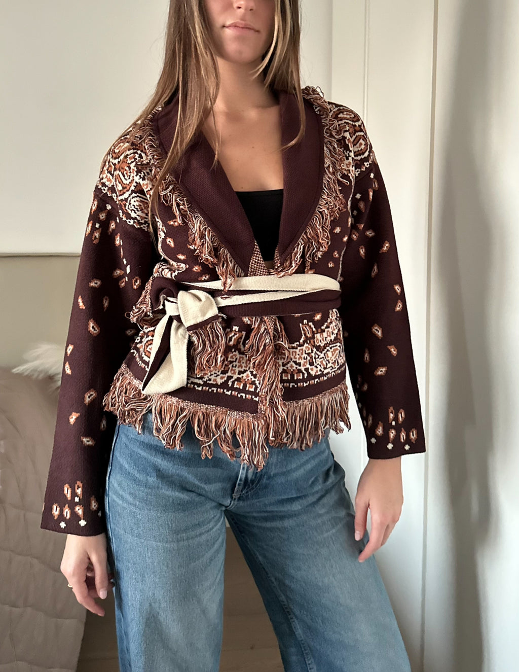Cardigan Crop Bandana Marrone