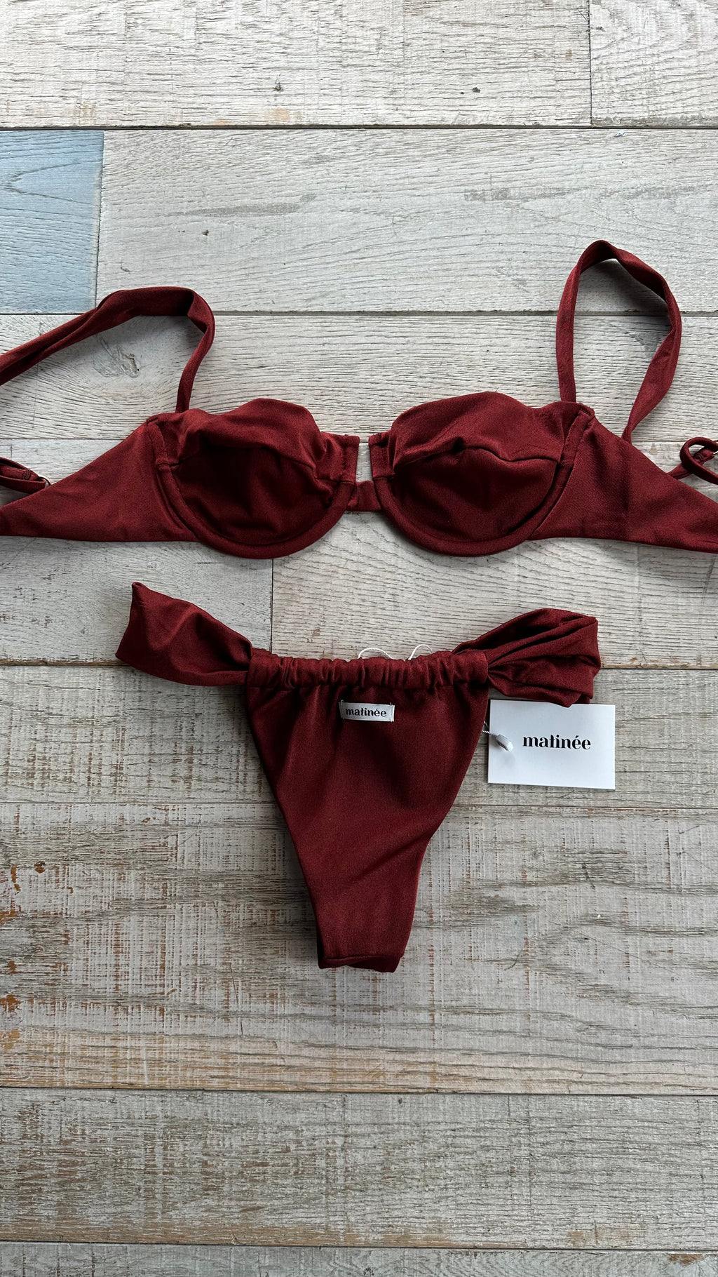 Bikini Balconcino Adele in Lycra Lucida Rosso Vino