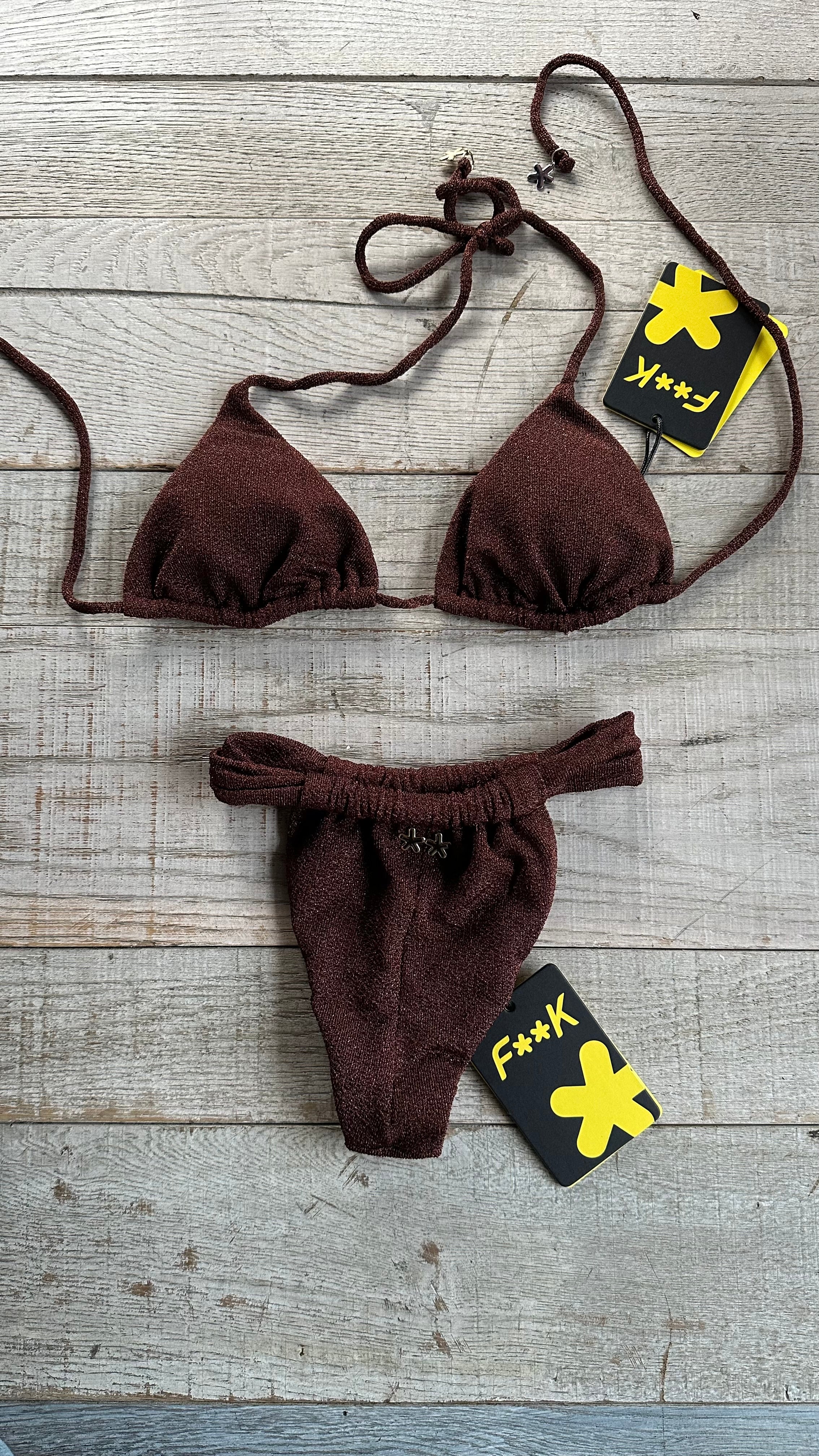 Triangolo Lurex Marrone Slipna Tendina