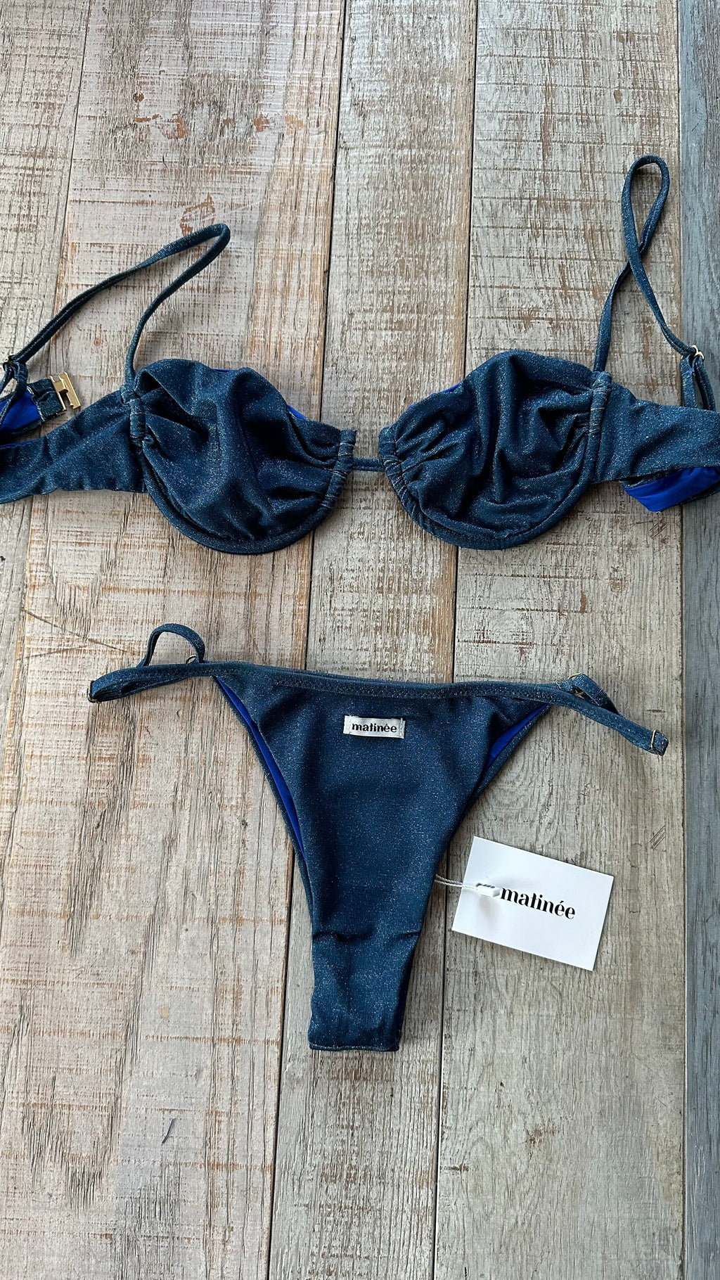 Bikini Balconcino Marina Lurex Blu Ottanio