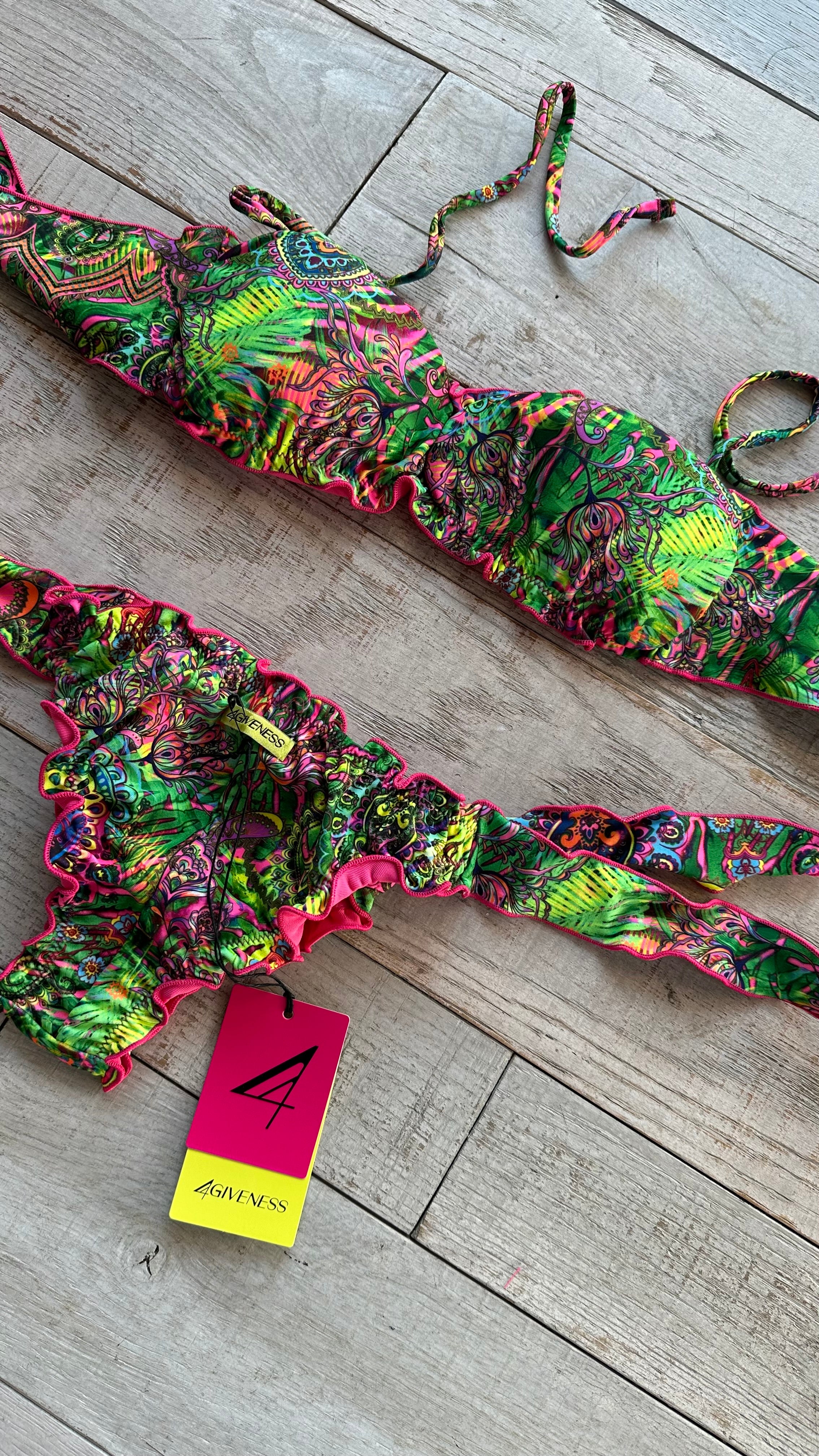 Bikini Fascia Sbambolata Frou Frou Verde Floreale