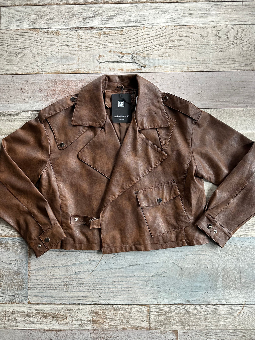 Giacca Ecopelle Marrone taglio vivo