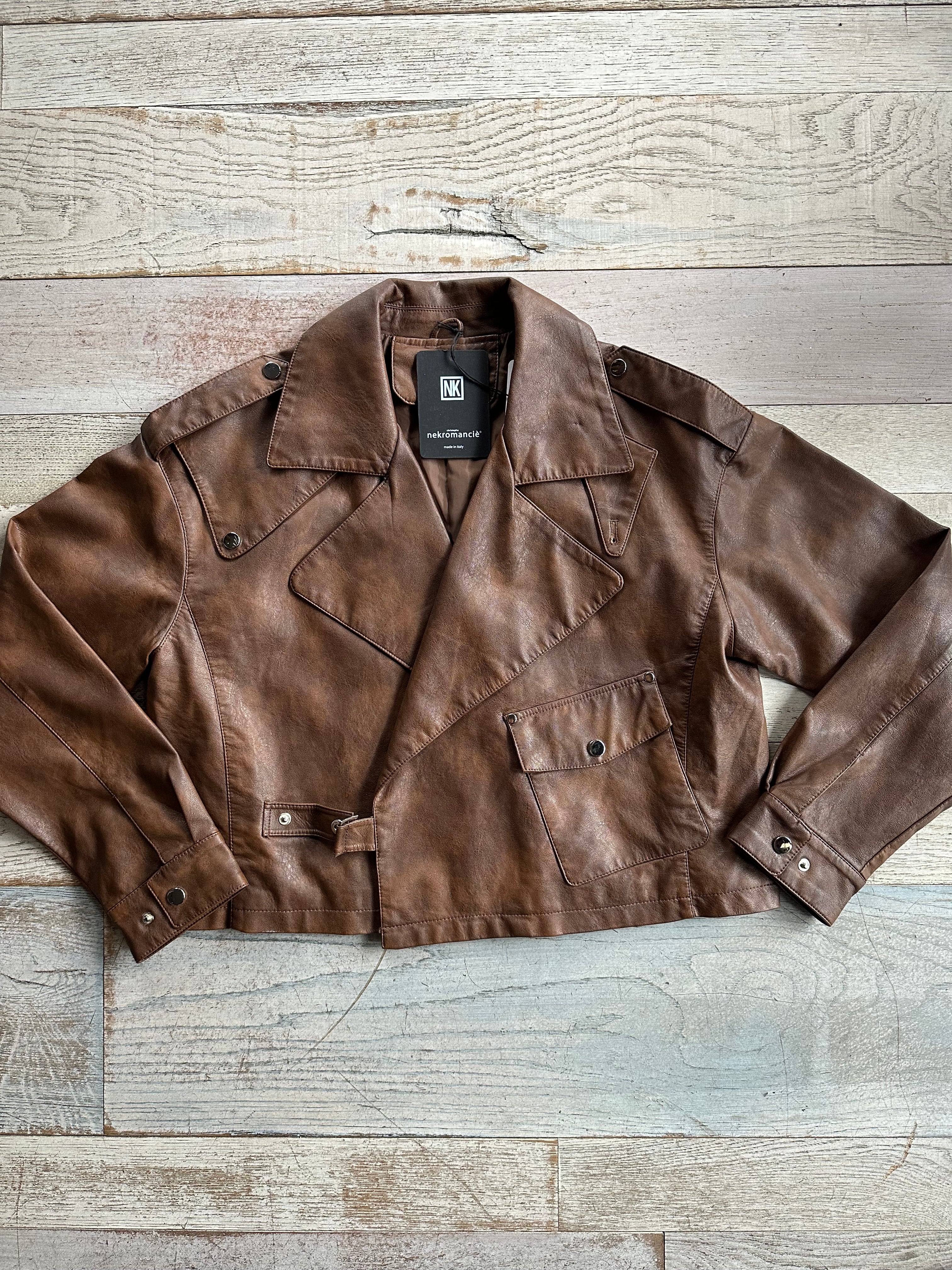 Giacca Ecopelle Marrone taglio vivo