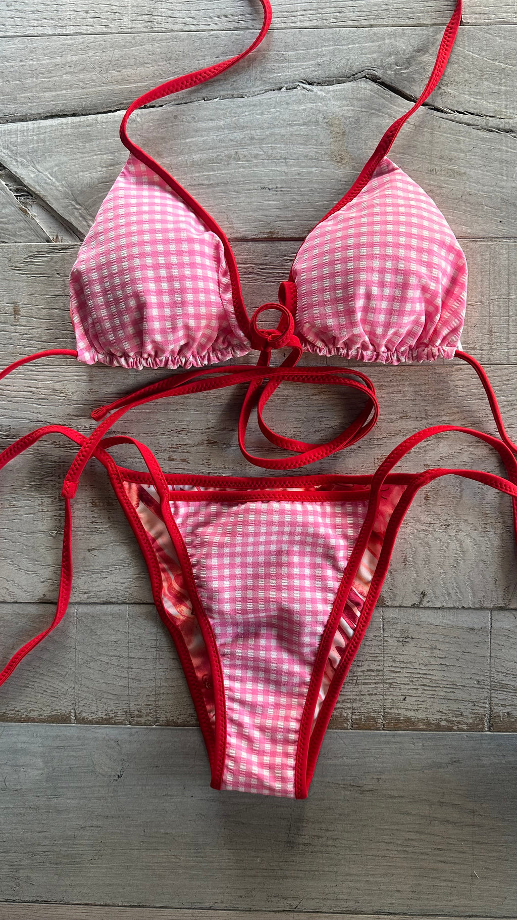 Triangolo Quadri Rosa e Rosso Double Face